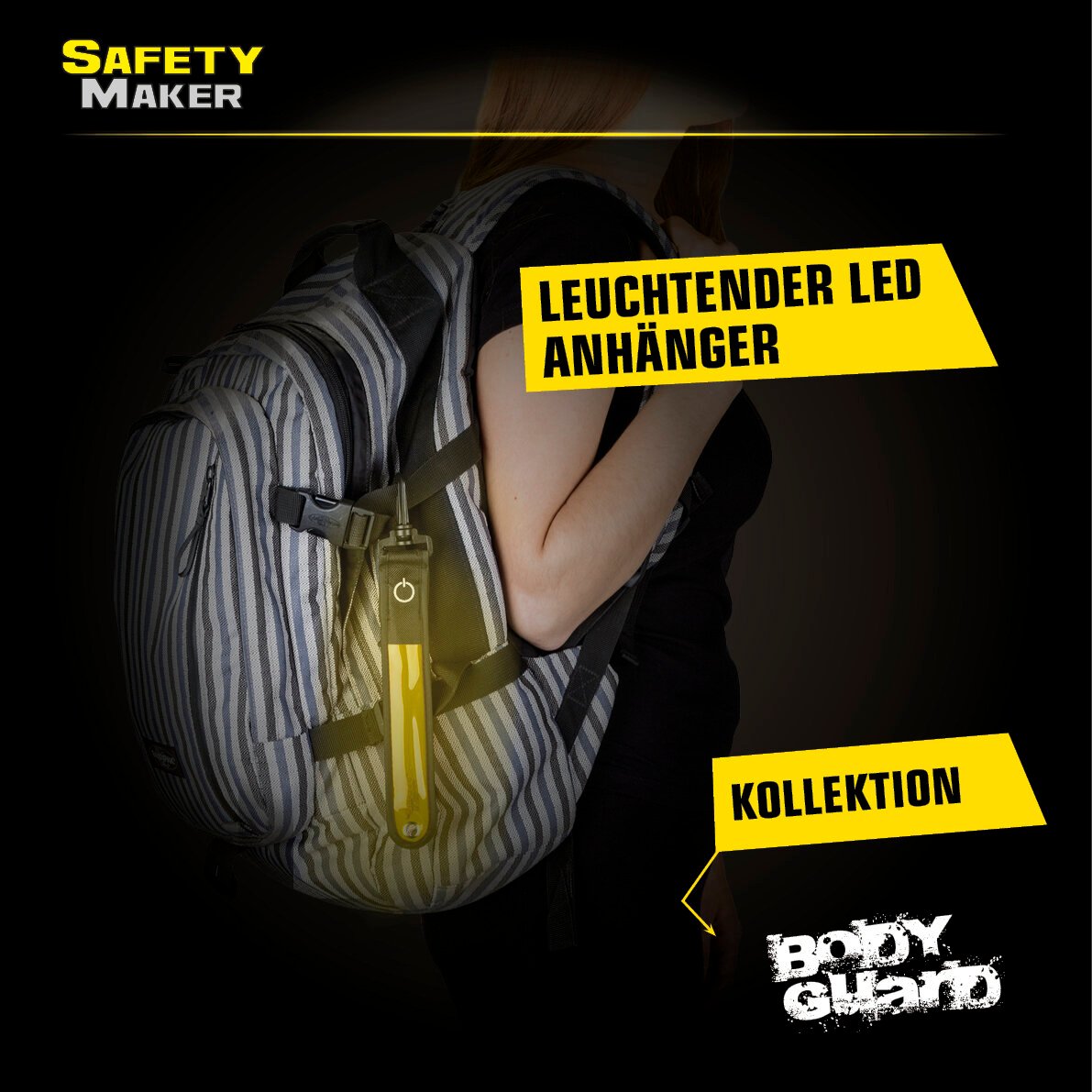 Twinkle LED Anhänger, Sicherheitsclip, Blinklicht gelb