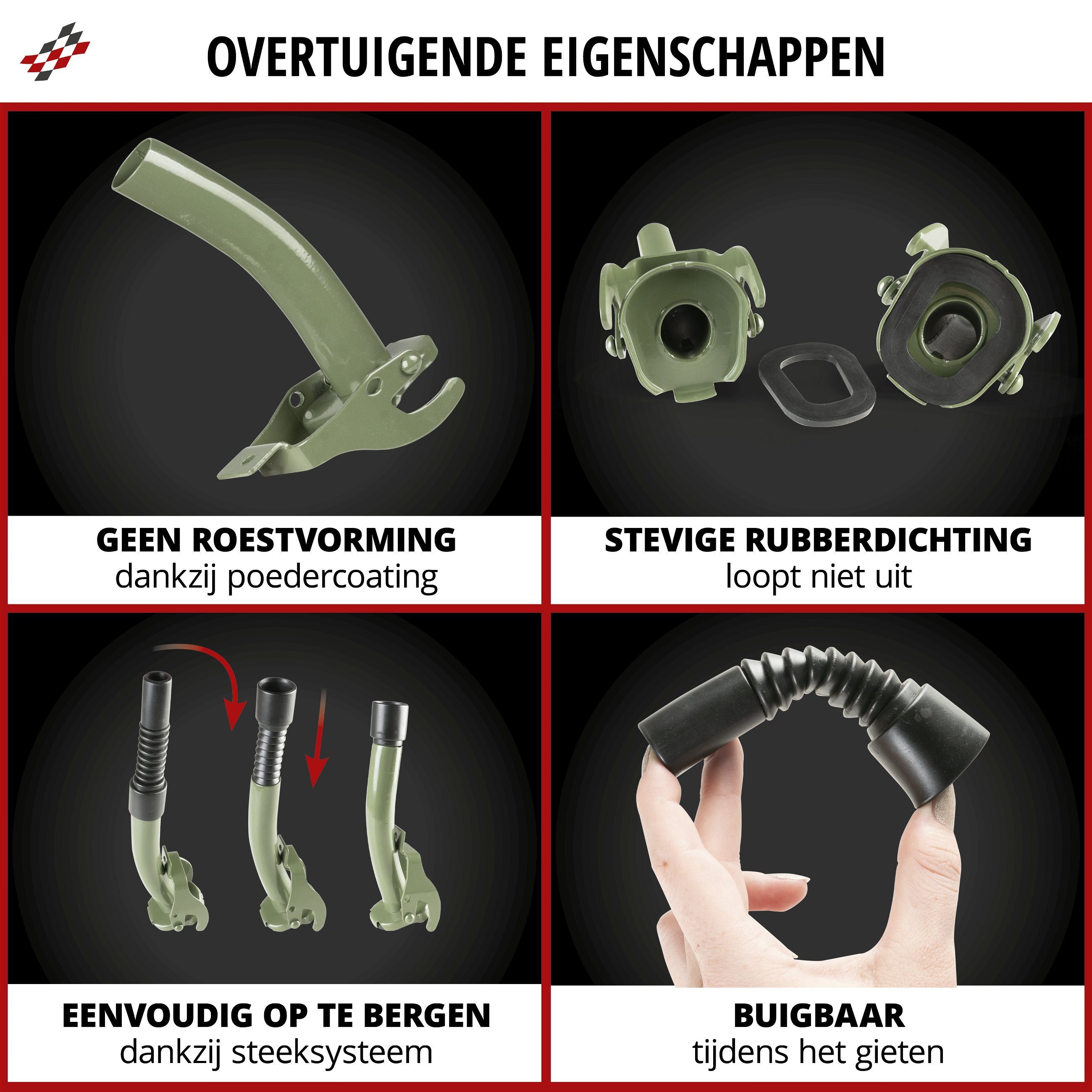 Schenktuit benzineblik, schenktuit voor jerrycan olijfgroen 25 cm