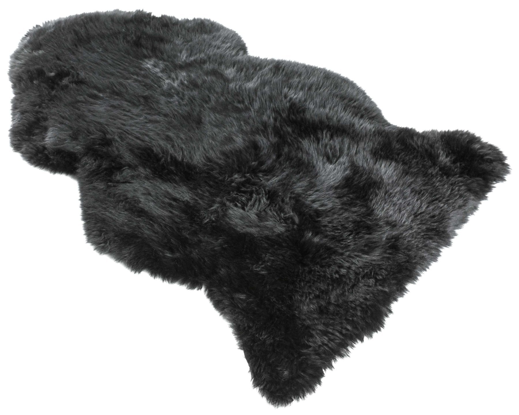Lammfell Teppich Beal schwarz 100-105cm aus 100% natürlichem Lammfell, Wollhöhe 50mm, ideal im Wohn- & Schlafzimmer