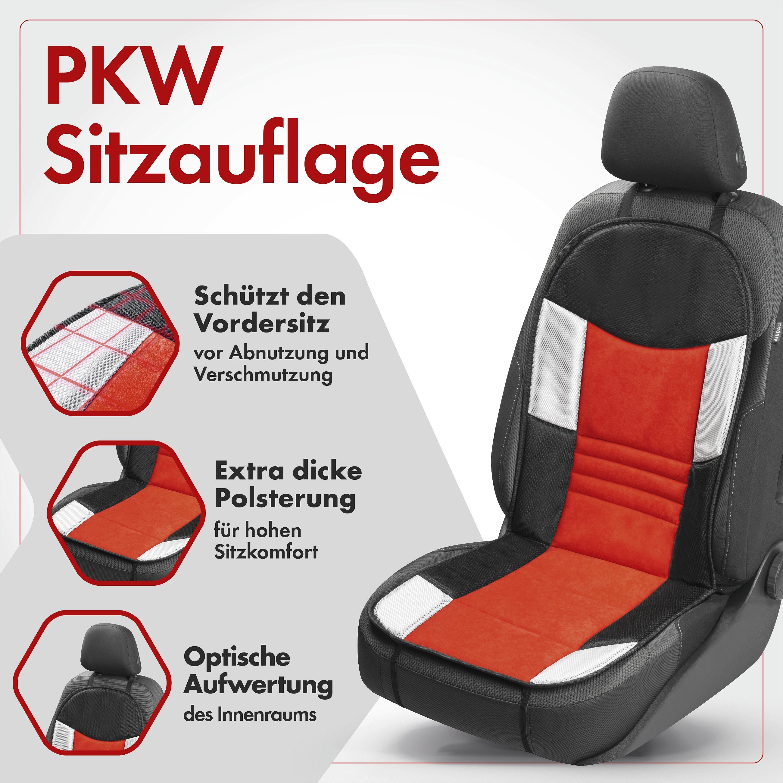 PKW Sitzauflage Hunt, Auto-Sitzaufleger rot