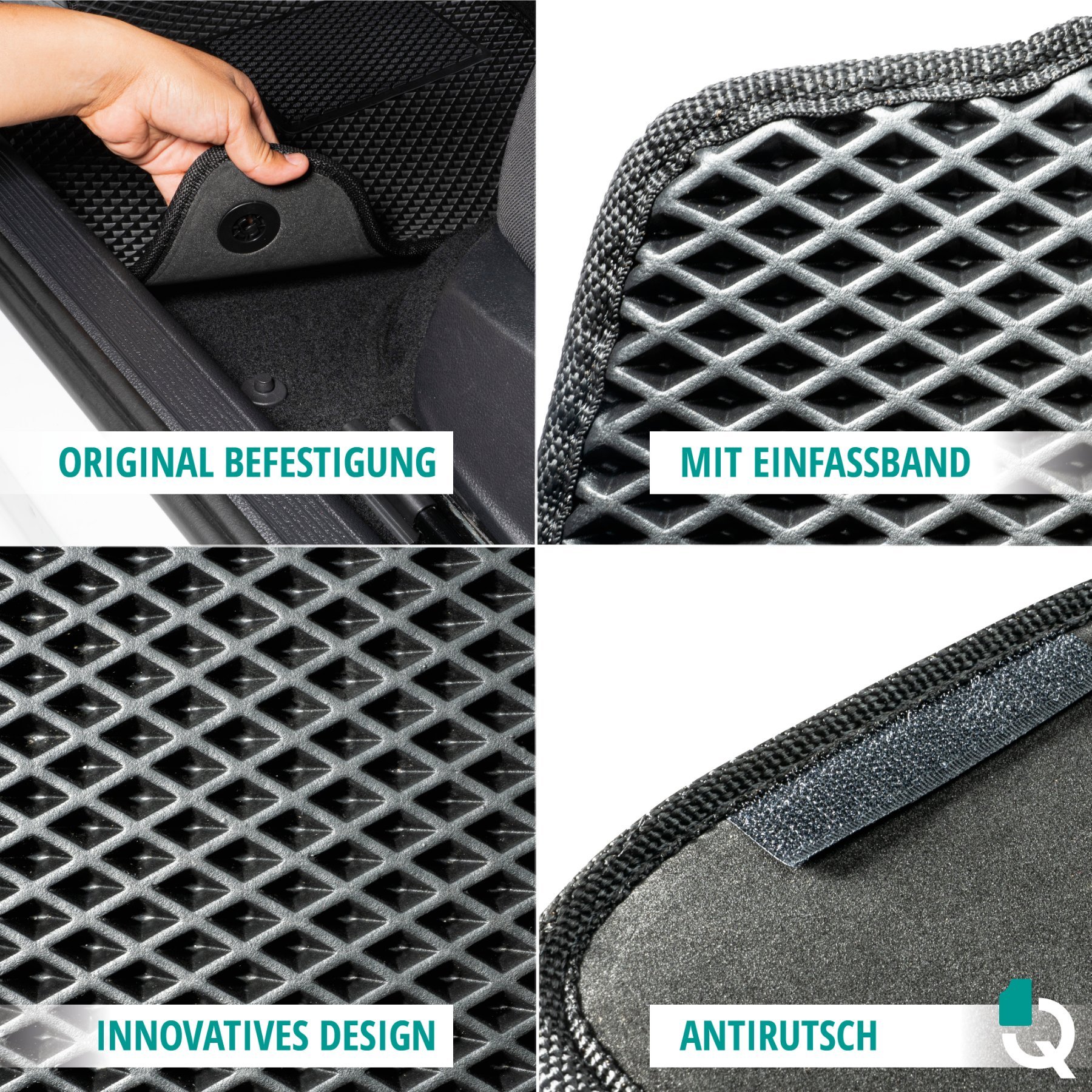 Gummimatten Qlean Mats für BMW X1 (F48) 11/2014-Heute, Autofußmatten aus EVA-Material