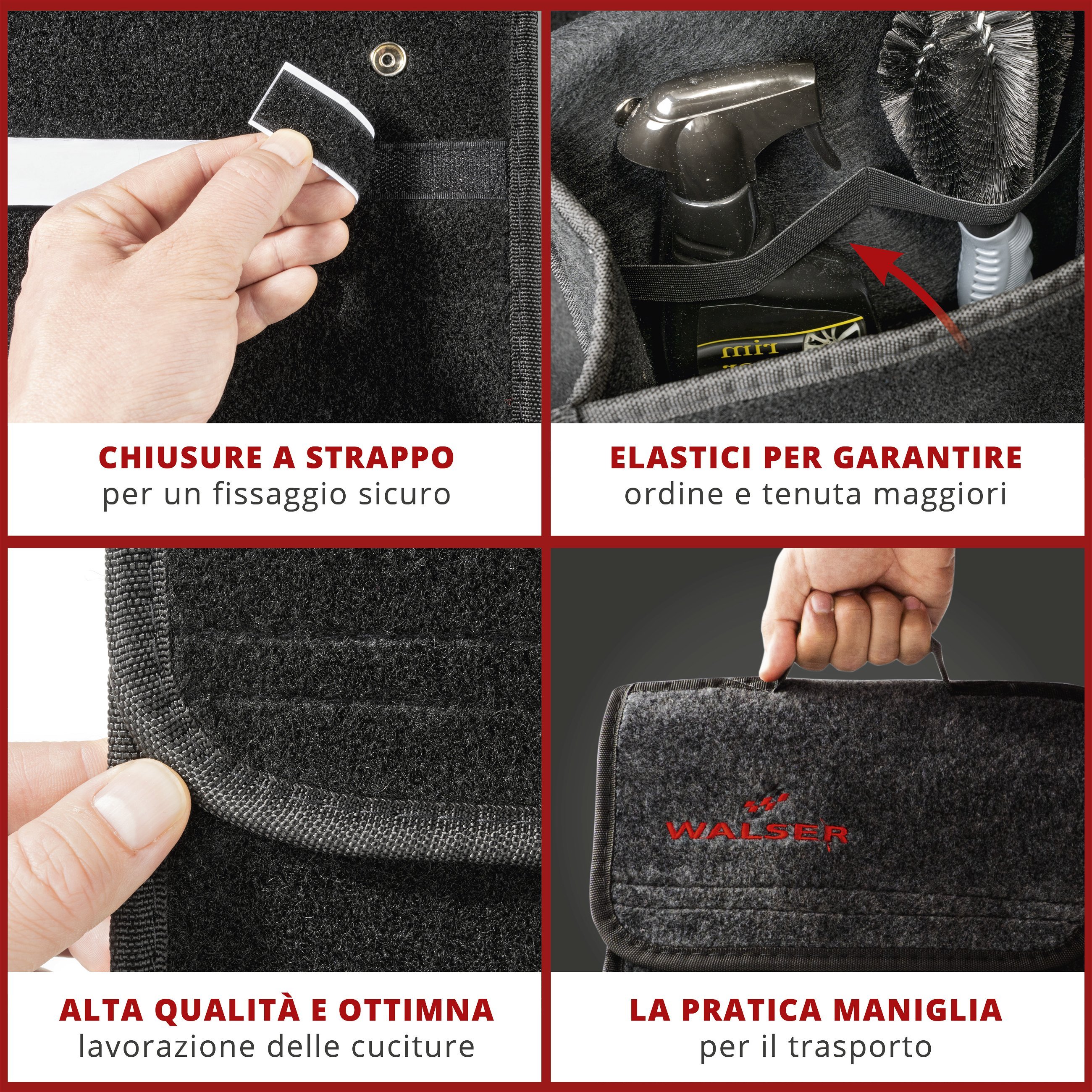 Borsa per il bagagliaio dell'auto Toolbag taglia S, borsa di stoccaggio auto nero 28x14x28cm