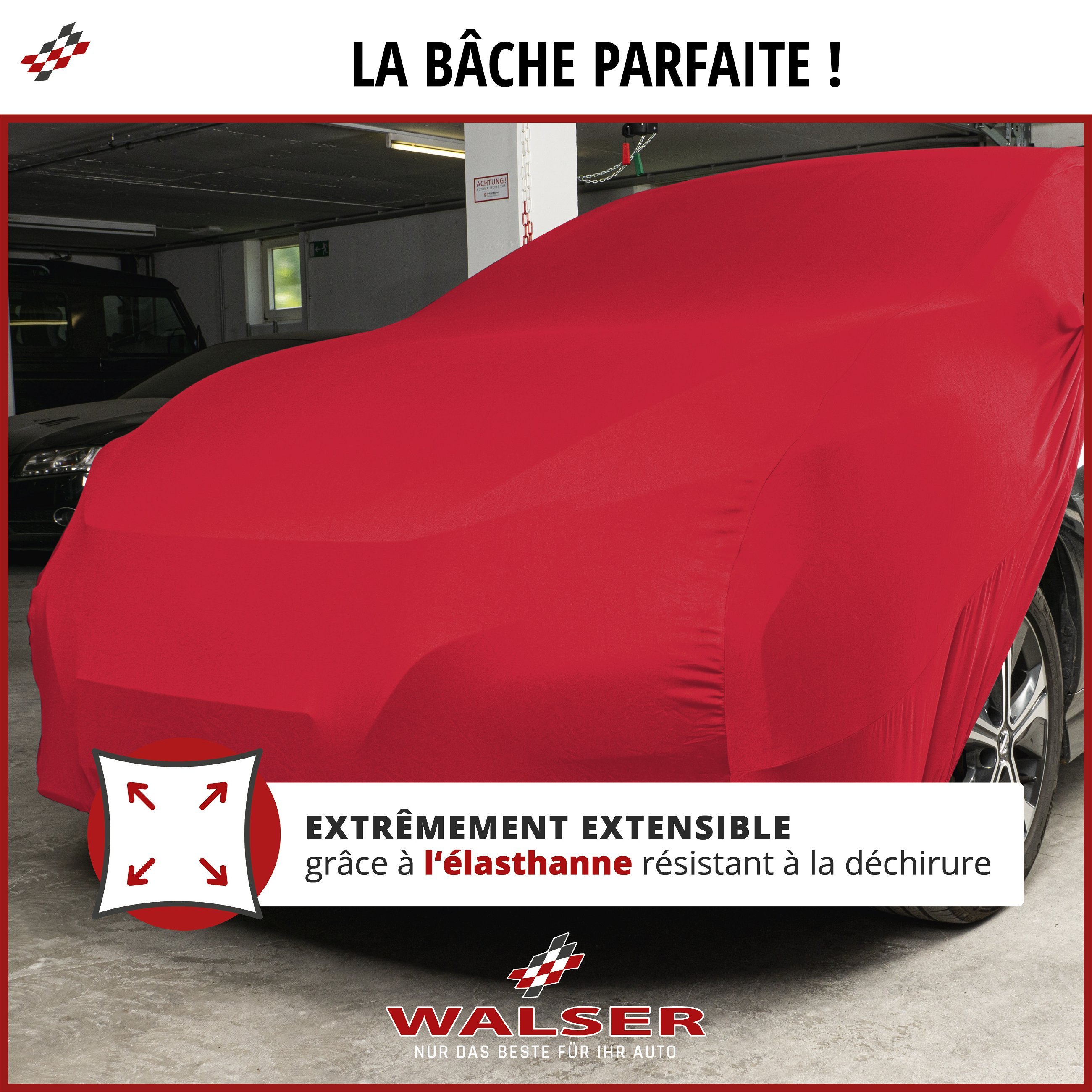 Bâche pour voiture Indoor Stretch Plus taille M rouge