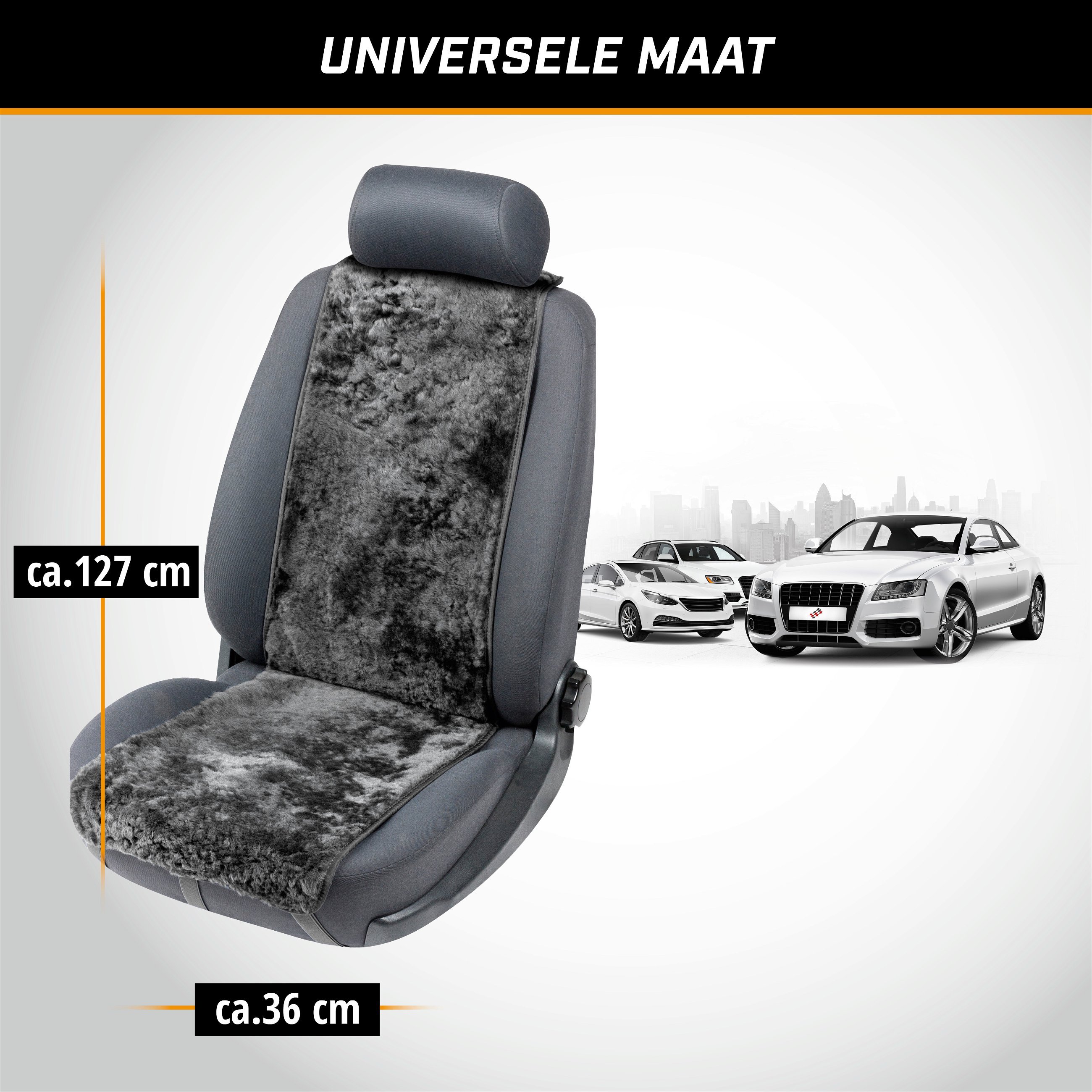 Autostoelhoes Lamsvel Cosmo, Stoelbekleding Lamsvel zwart