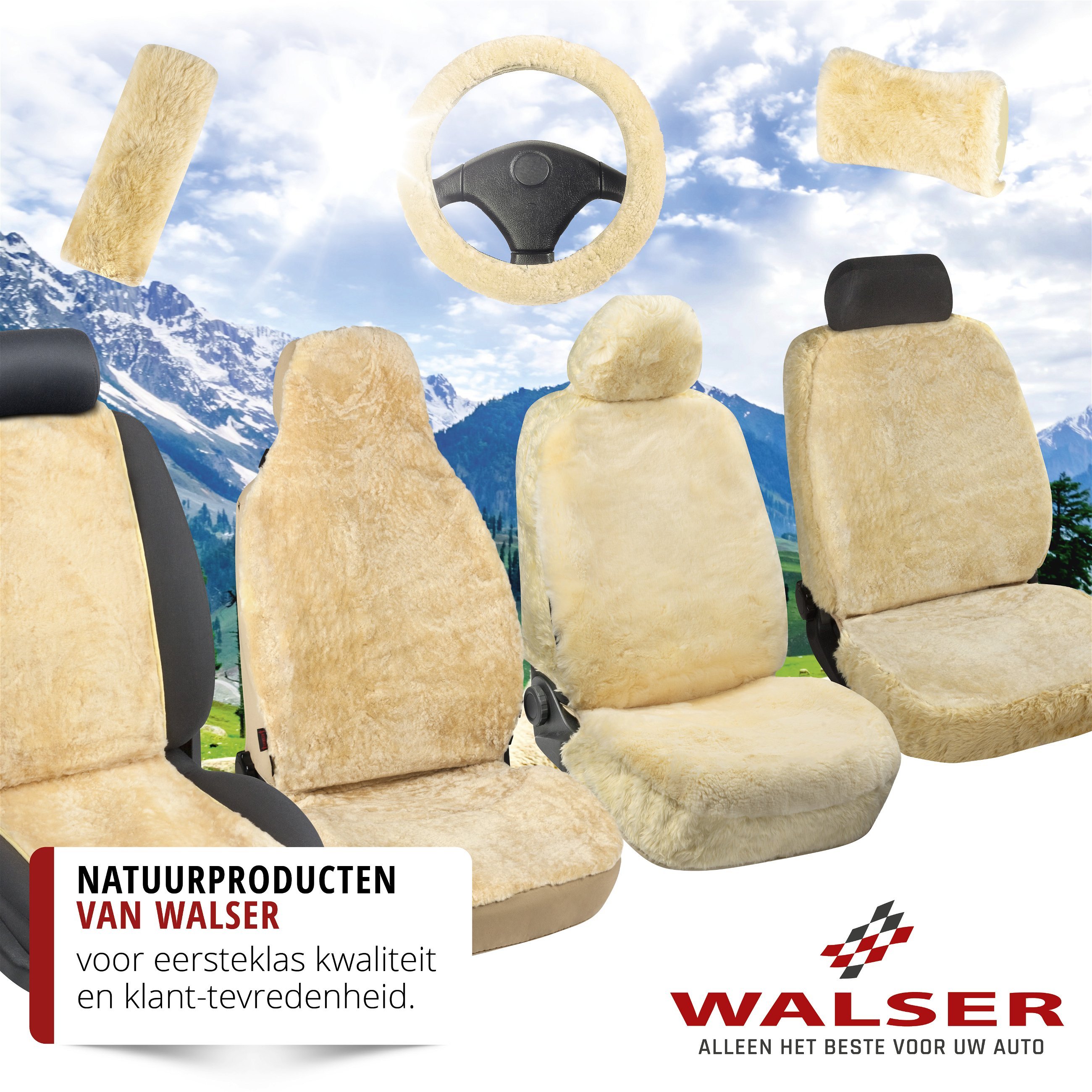 Autostoelhoes Lamsvel Maya beige
