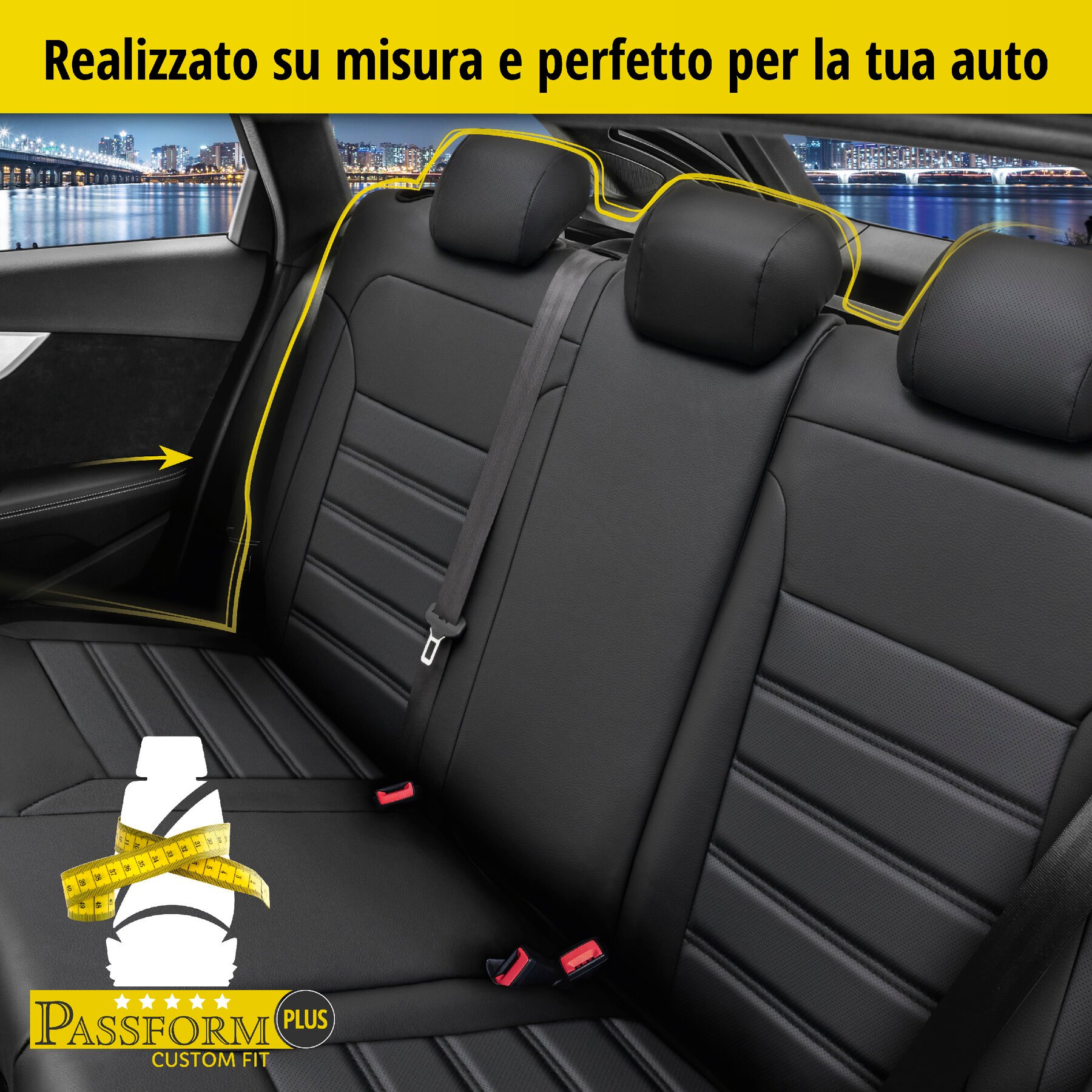 Coprisedili Robusto per VW Polo Comfortline 2017-Oggi, 1 coprisedili posteriore per sedili normali