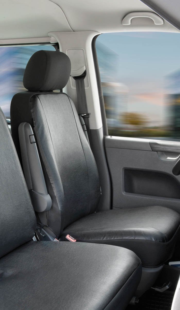 Autostoelhoes Transporter Fit Kunstleer antraciet geschikt voor VW T5, Enkele zetel front