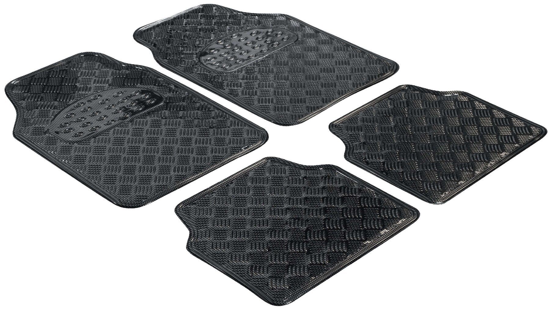 Car Rubber matss metallic checker plate look carbon maxi