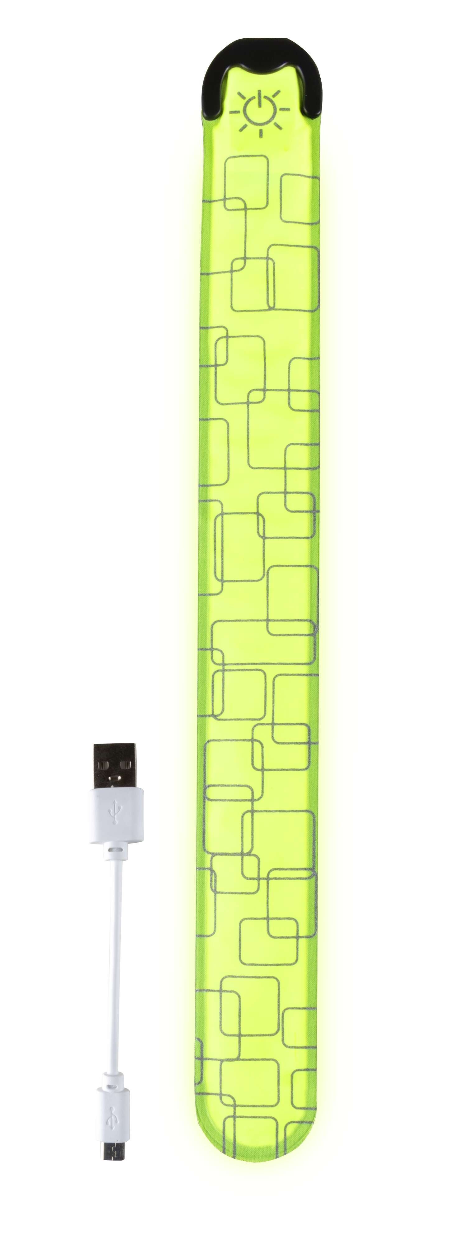 LED Klackband, leuchtendes Slap Wrap mit USB-Auflademöglichkeit 36x3,5 cm gelb