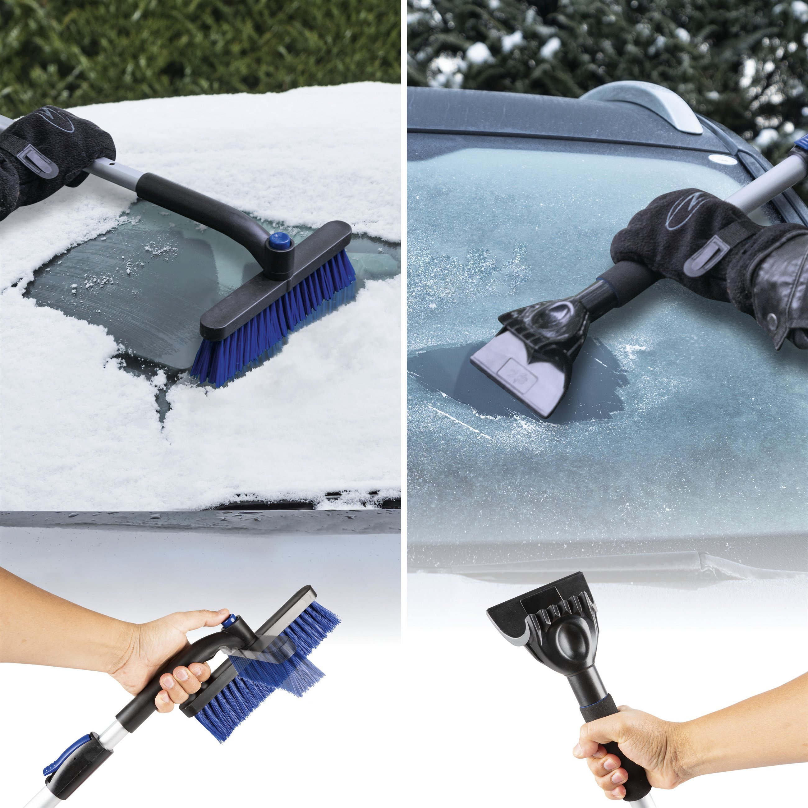 Ice scraper telescopic/rotatable 77.5-100 cm black/blue