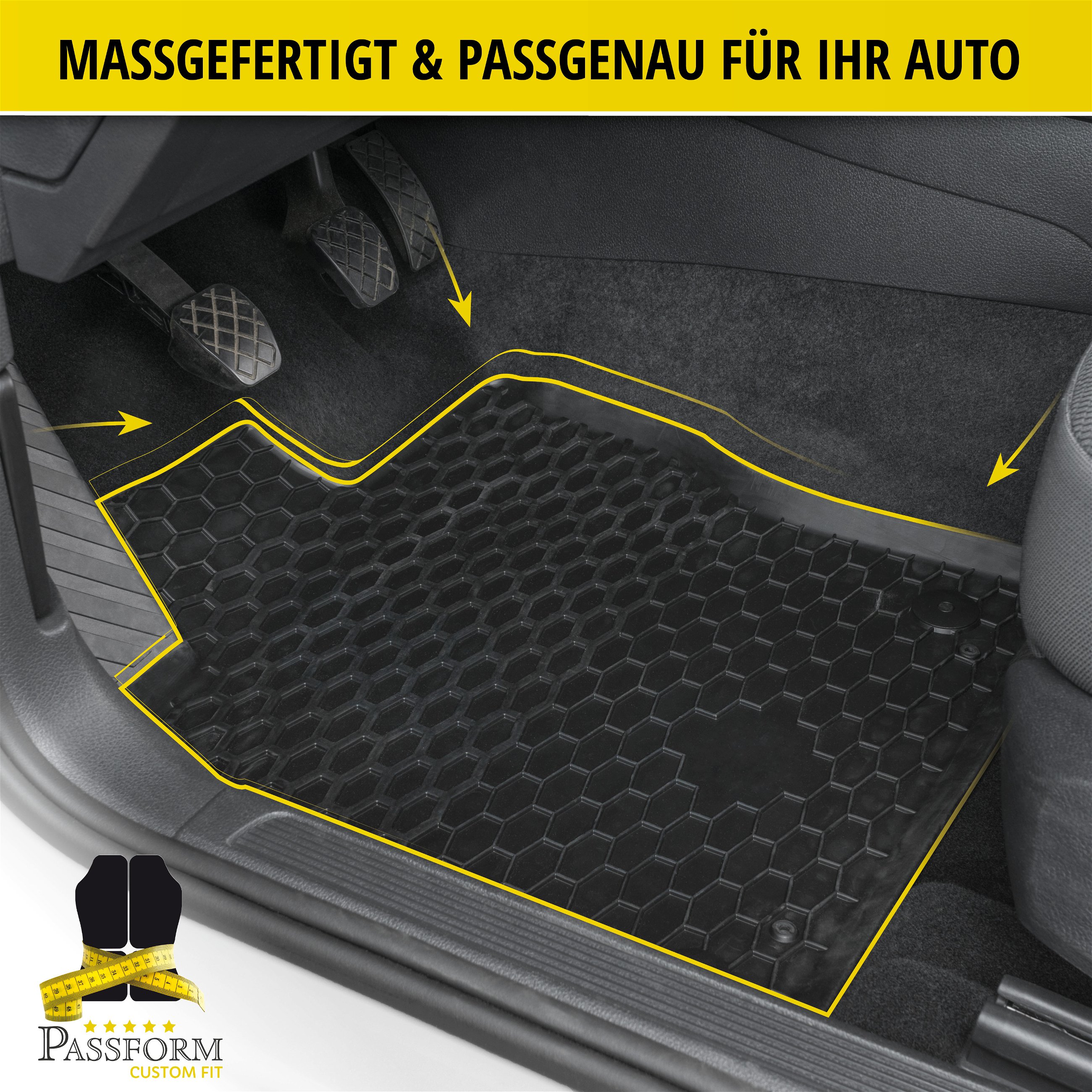 HEYNER Fußmatten-Set passend für VW Polo Audi A1 Premium Qualität Seat Ibiza Arona