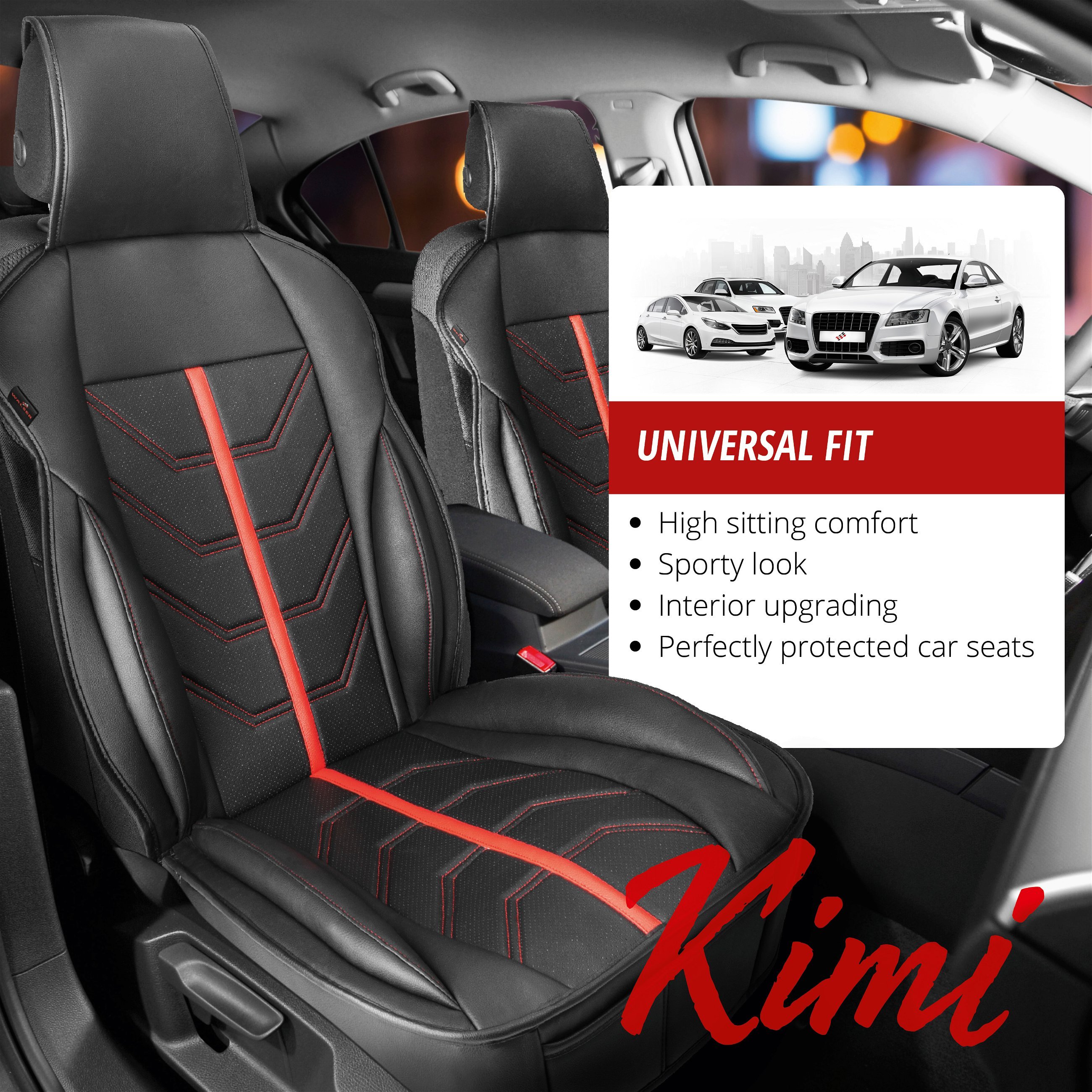 Car Seat cover Kimi, seat protector for cars in racing look black/gold
