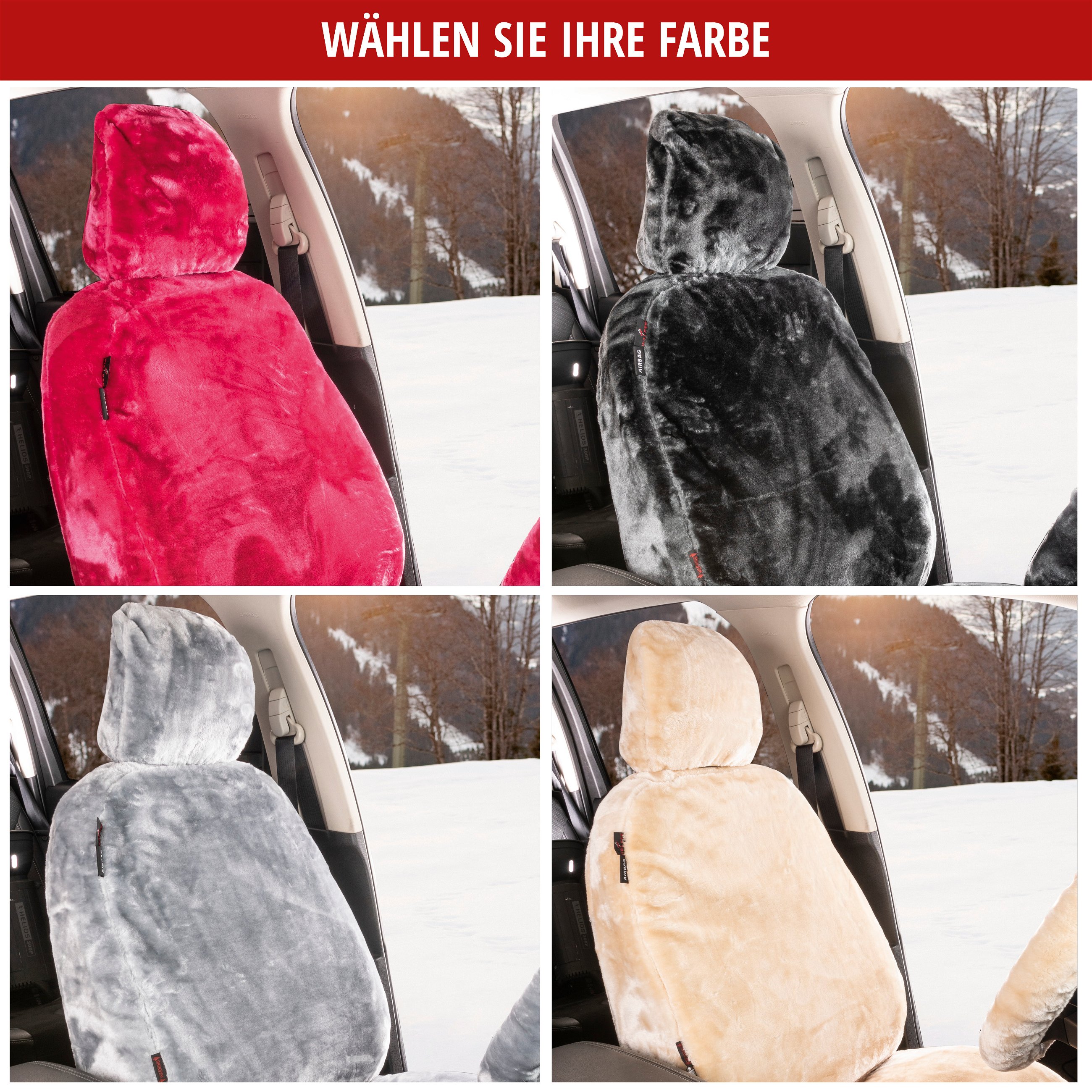 Autositzbezug Teddy aus Kunstfell, PKW-Schonbezug Einzelsitz, Kunstfellbezug vegan beige