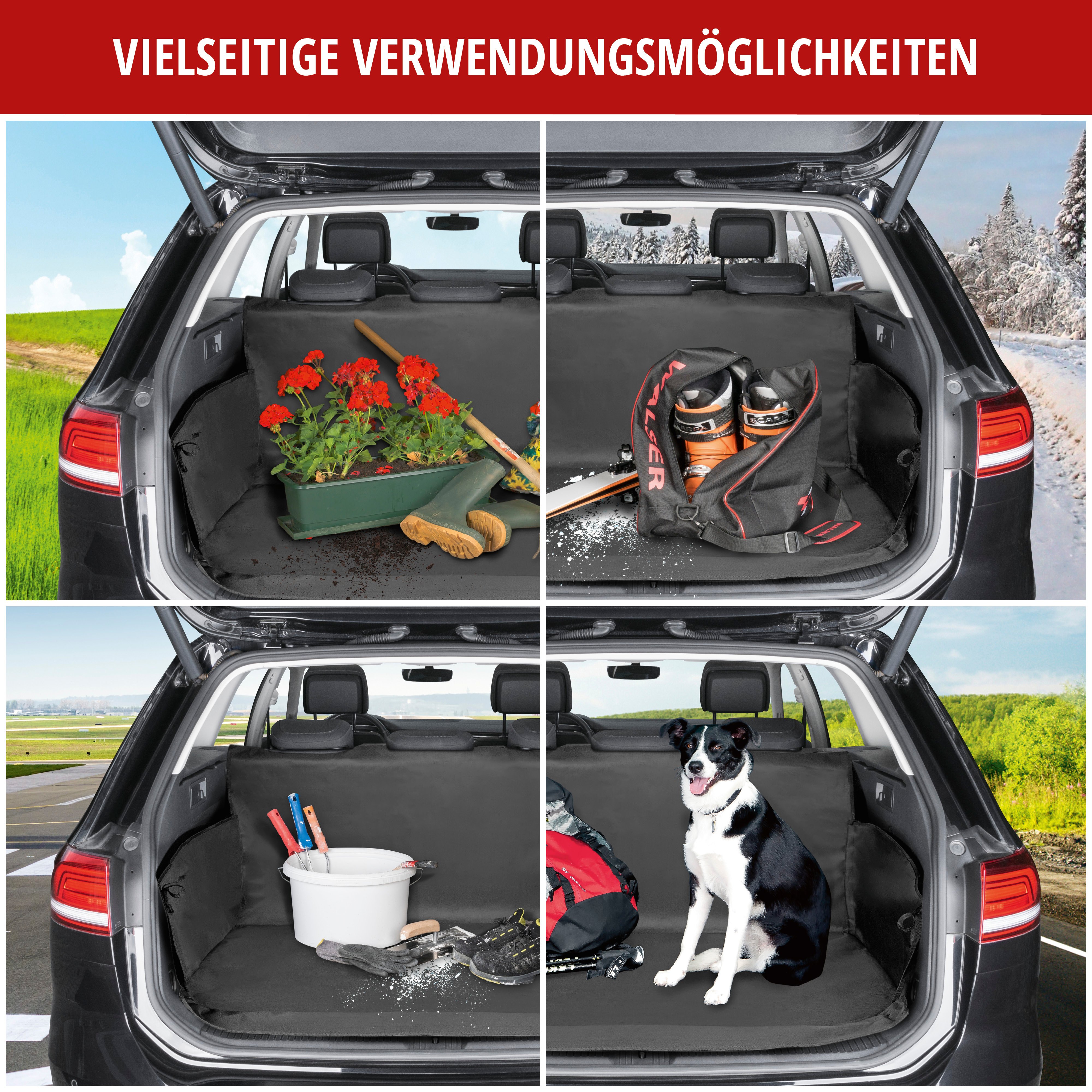 Kofferraumdecke Cäsar, Auto-Hundedecke, Kofferraummatte mit Seitenschutz schwarz