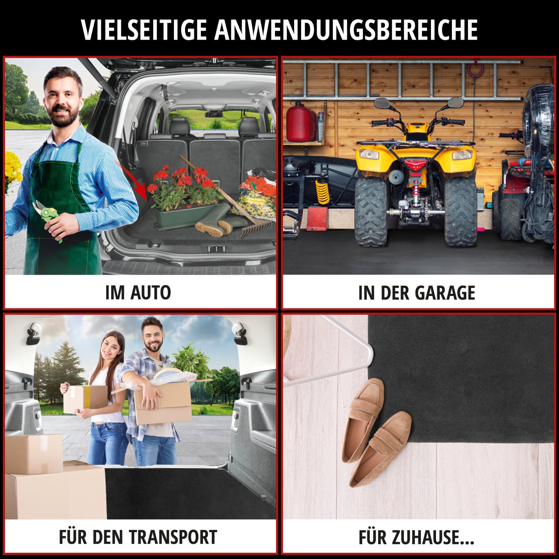 Auto-Teppich Cutty, zuschneidbare Meterware 150x100 cm schwarz