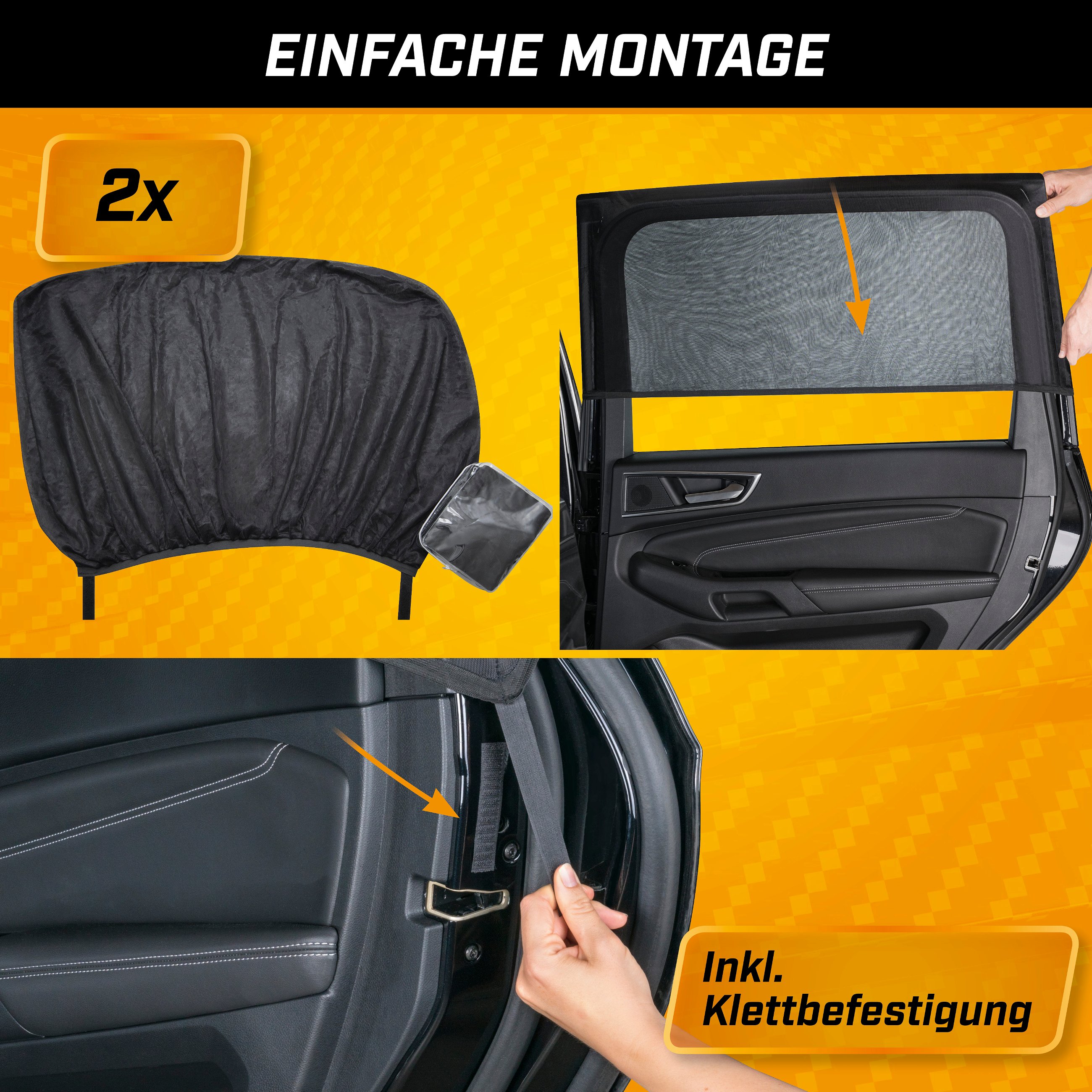 Sonnenschutz Window Sock, 2er Set Sonnenblenden-Seitenscheibe, Auto-Sonnenschutz schwarz