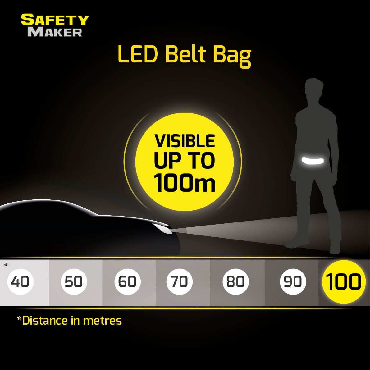 LED belt pouch black red