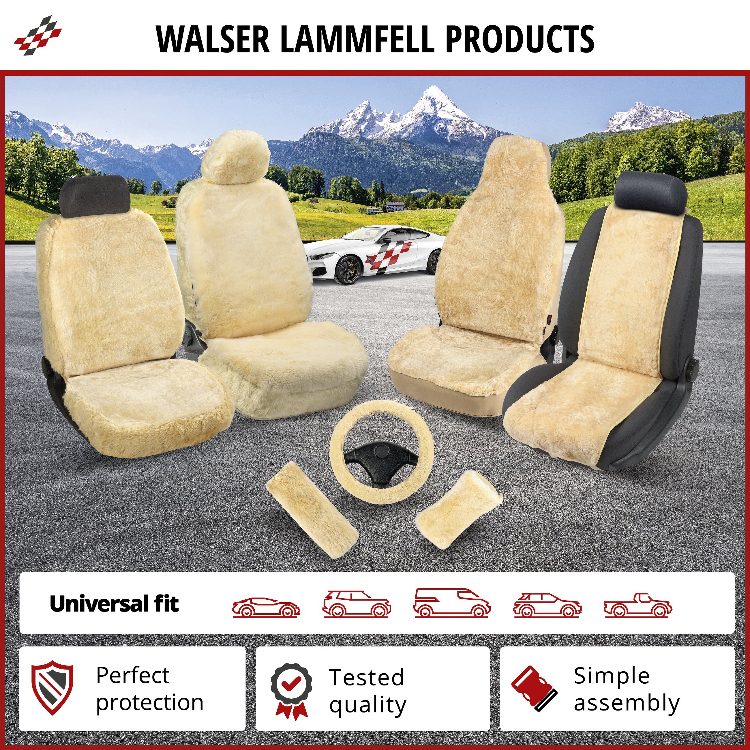 Lambskin steering wheel cover - Steering wheel cover in anthracite