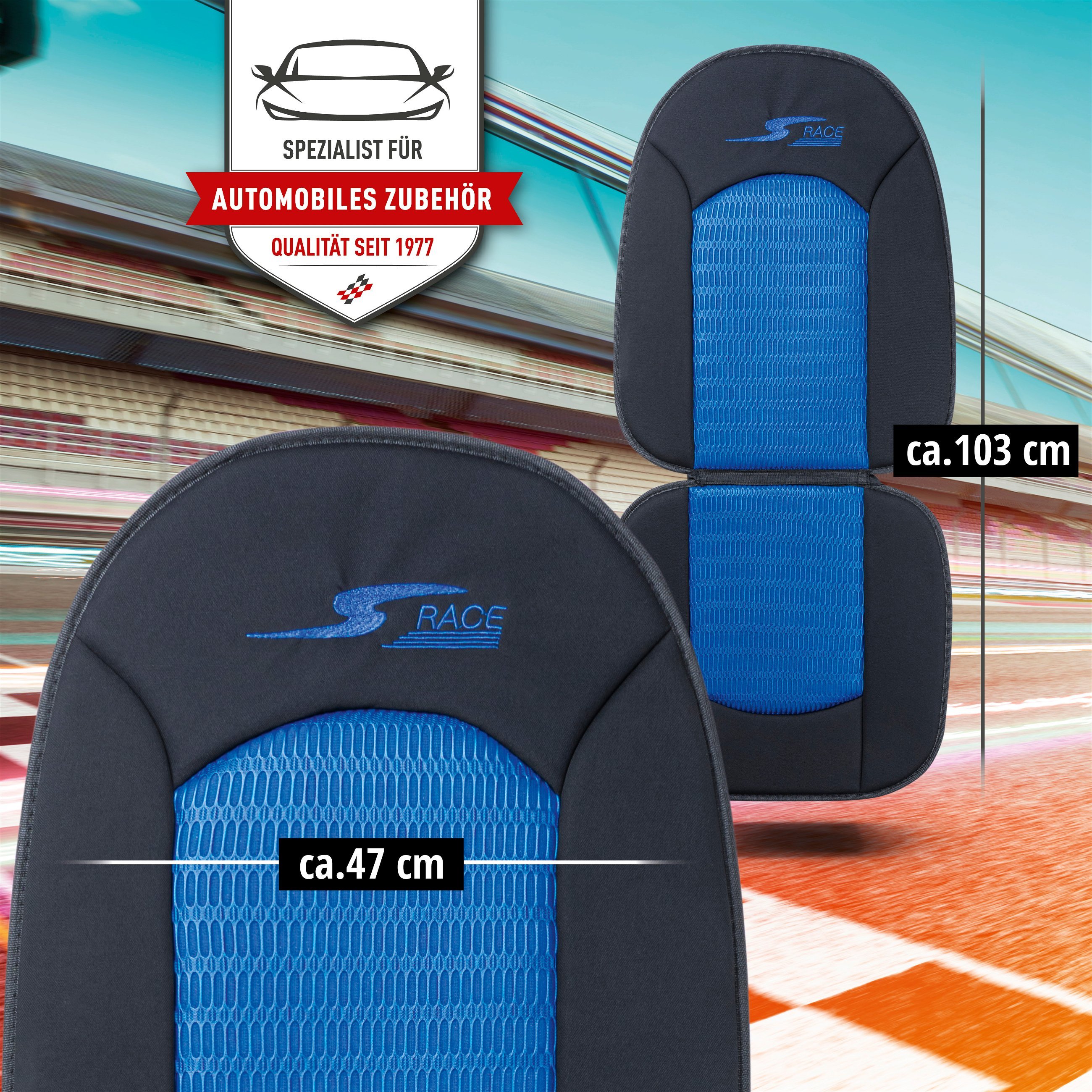 PKW Sitzauflage S-Race, Auto-Sitzaufleger blau
