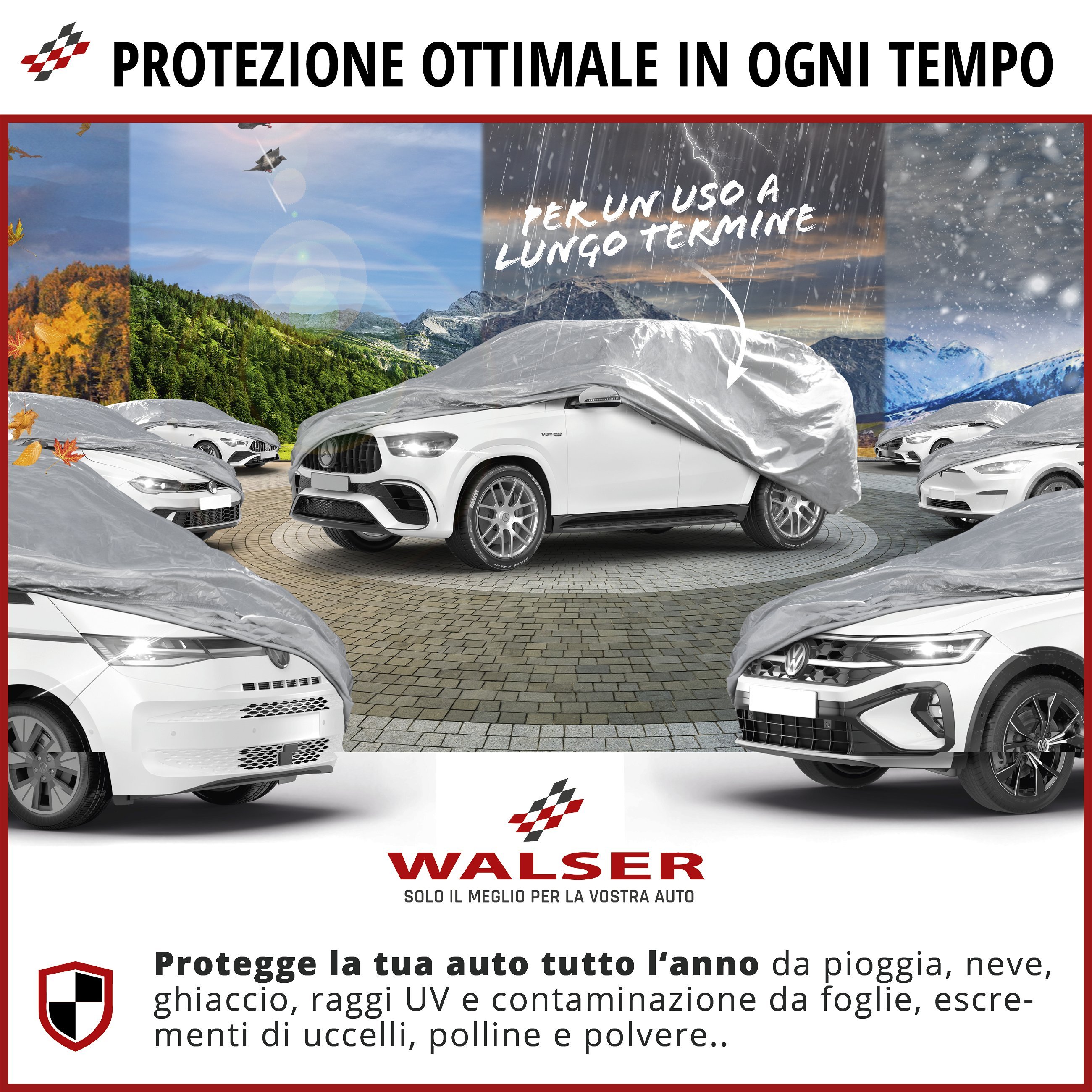 Telone per auto All Weather Basic, telone auto garage completo misura M argento