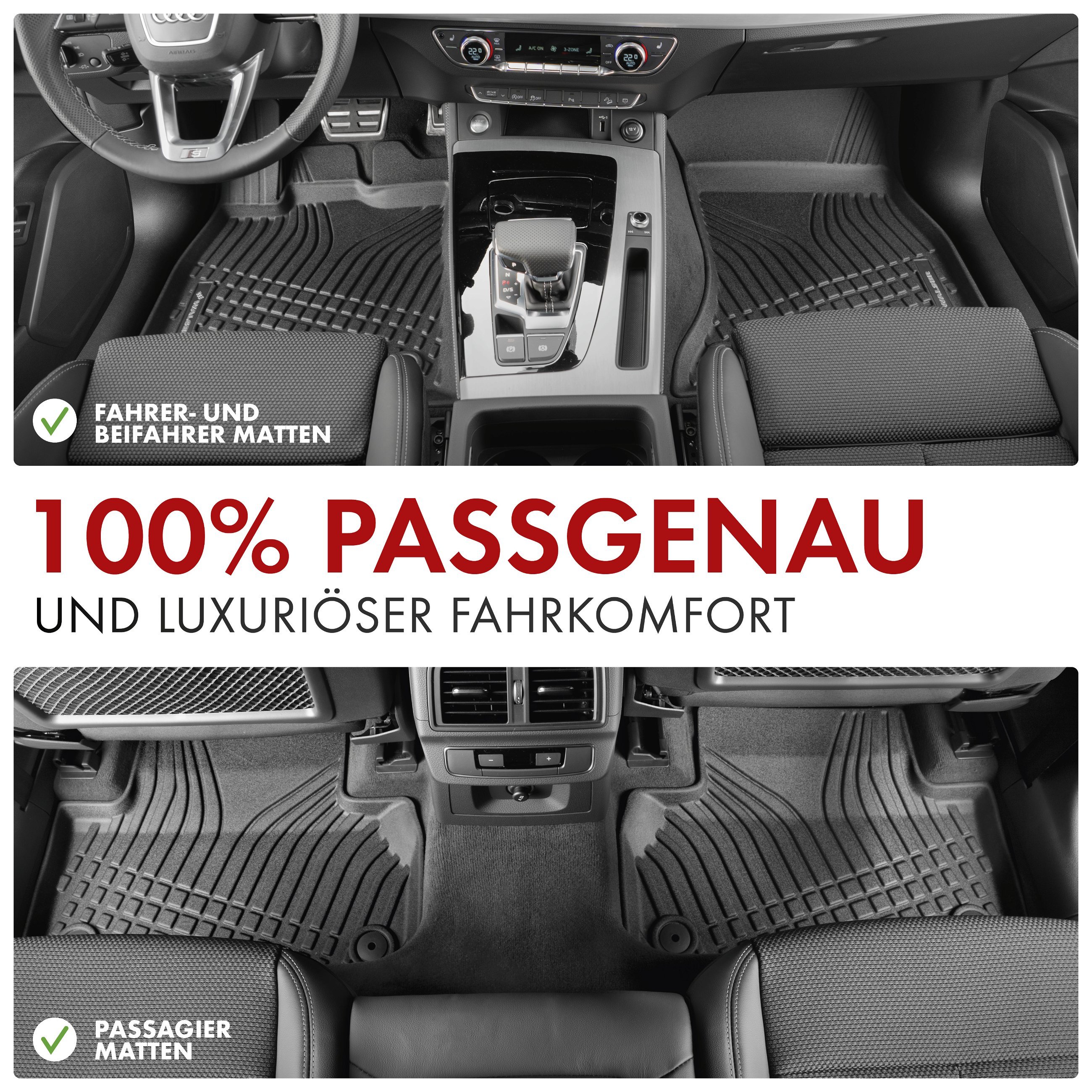 Premium Gummimatten Roadmaster für Audi A4 B9/Allroad B9/Avant B9 2015-Heute, A5 Sportback 06/2016-Heute