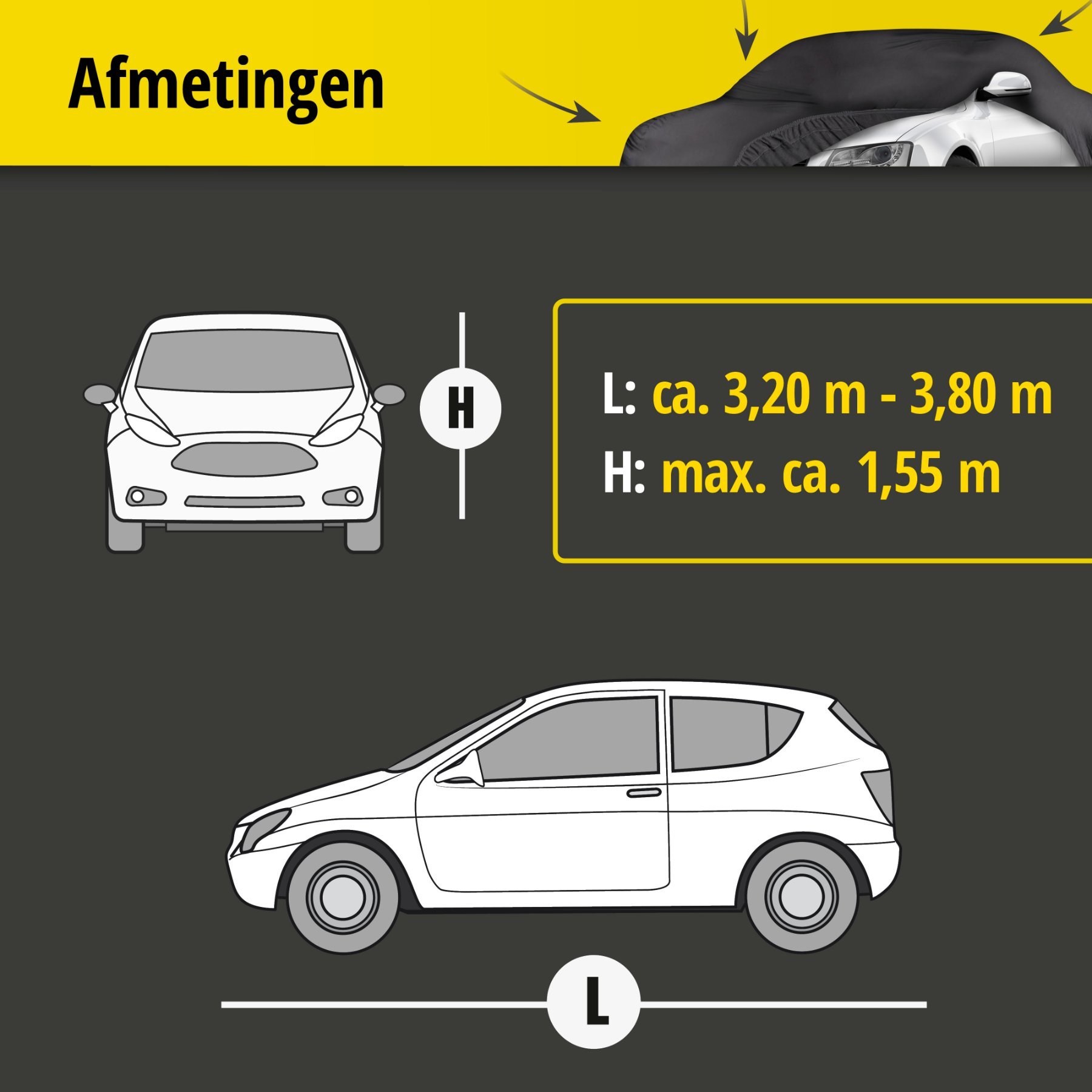Autobeschermhoes afdekhoes Indoor Soft maat 3 zwart