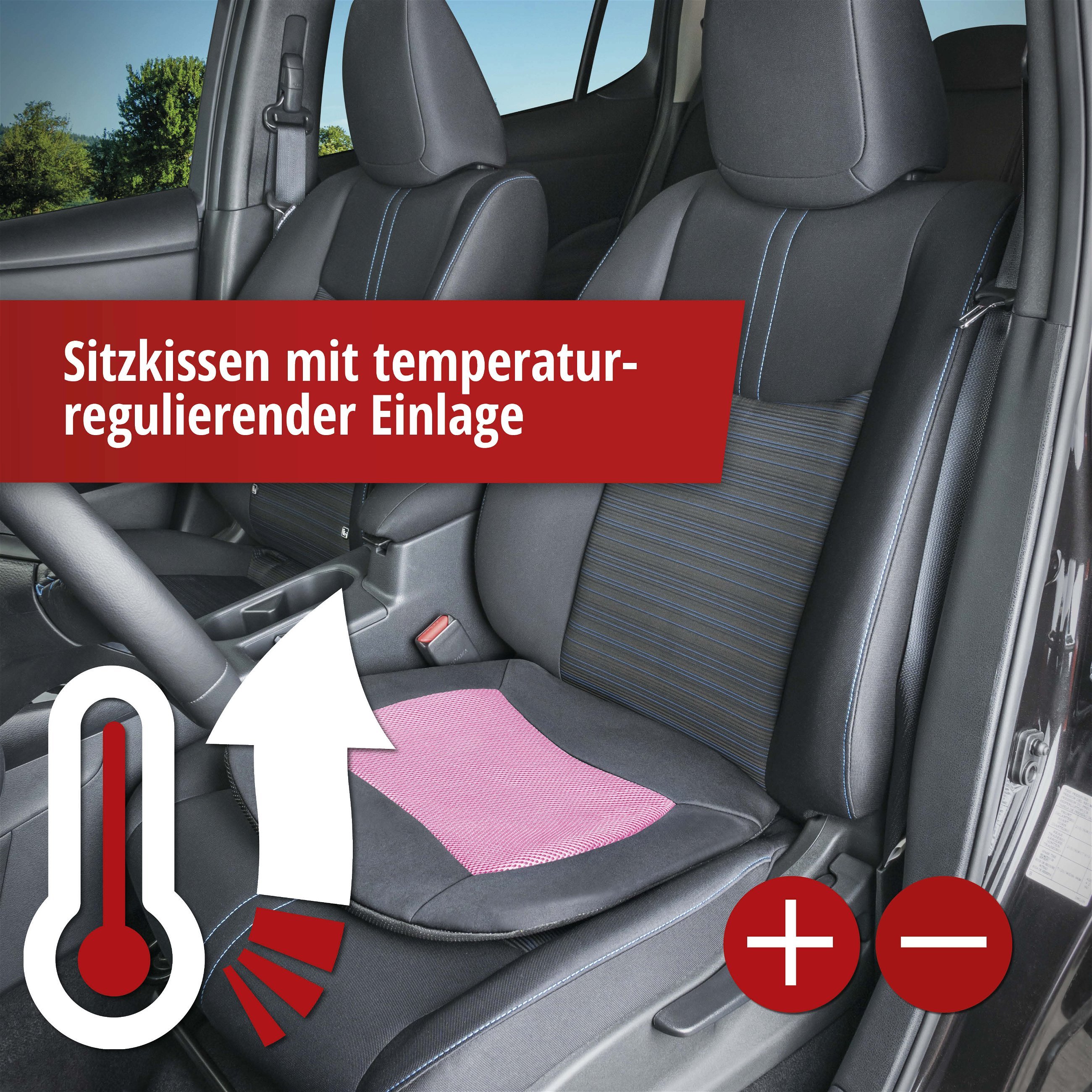 Sitzkissen Cool Touch schwarz-pink, Sitzauflagen, Sitzbezüge und  Sitzauflagen für PKWs, Autositzbezüge & Auflagen