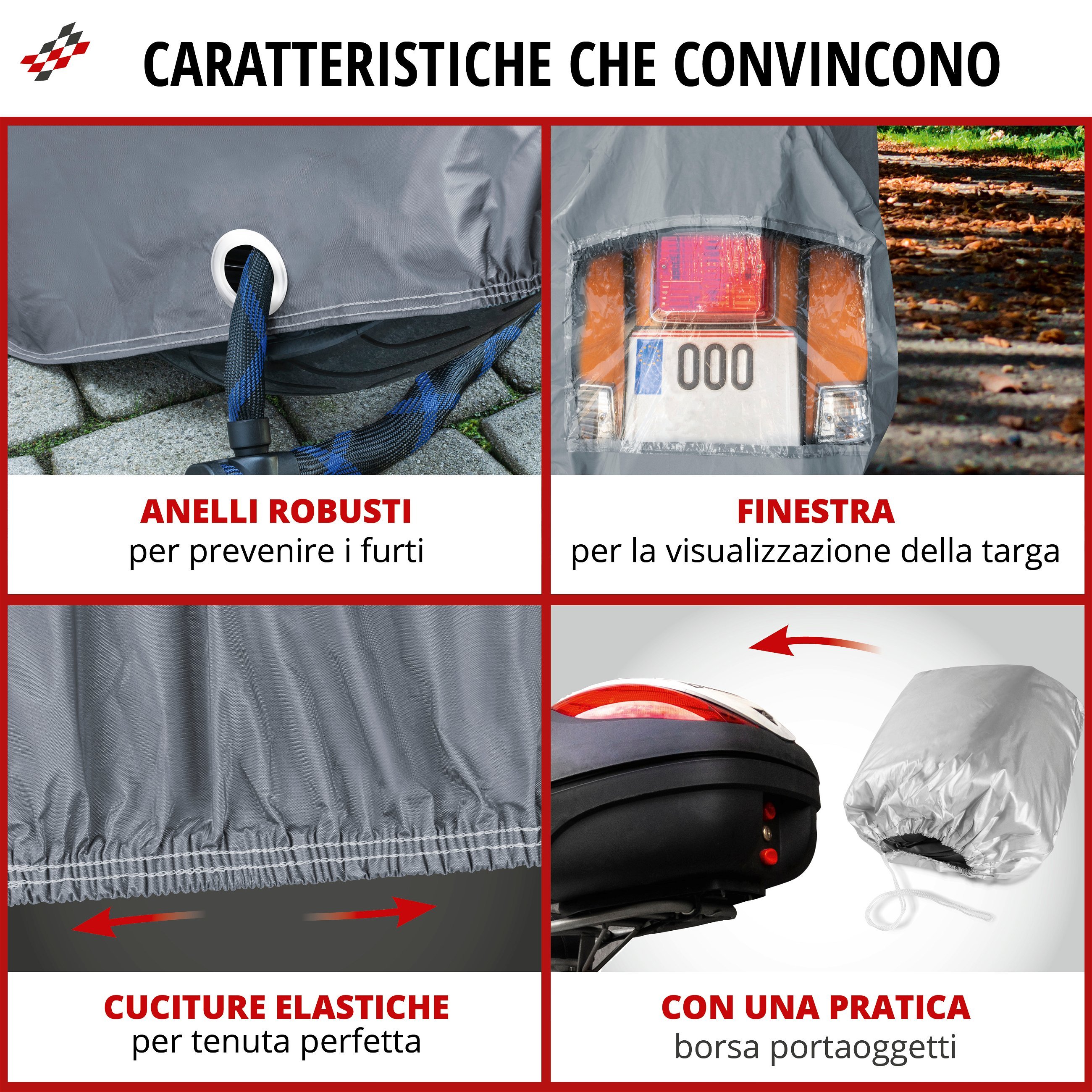 Garage per motociclette Dimensioni scooter S PVC - 185 x 90 x 110 cm grigio