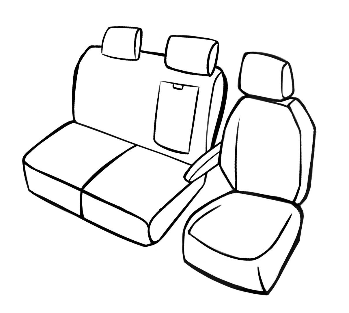Premium Seat Cover for Citroen Jumpy III 2016-Today, 1 single seat cover front + armrest cover, 1 double bench cover