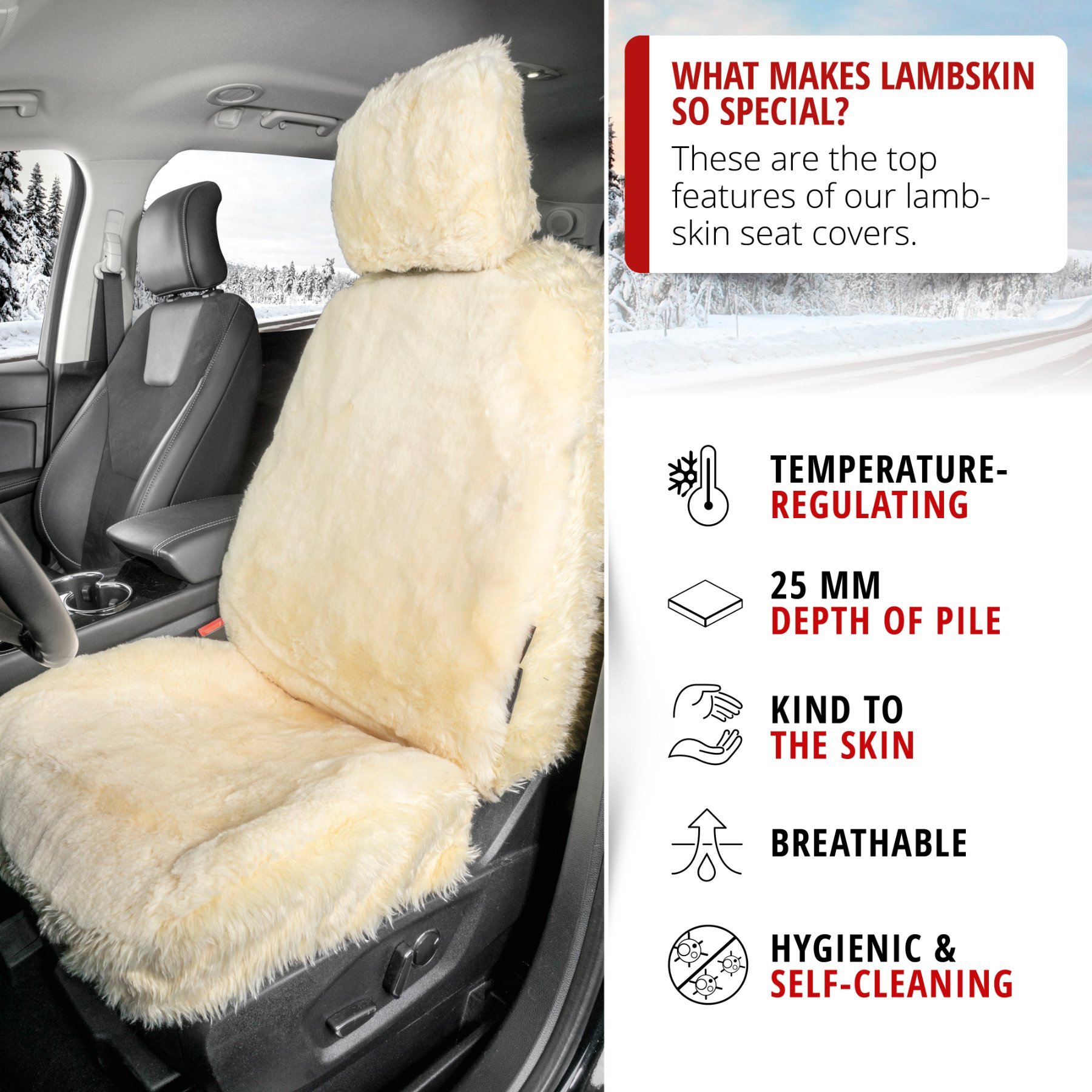 Car Seat cover Maya lambskin beige