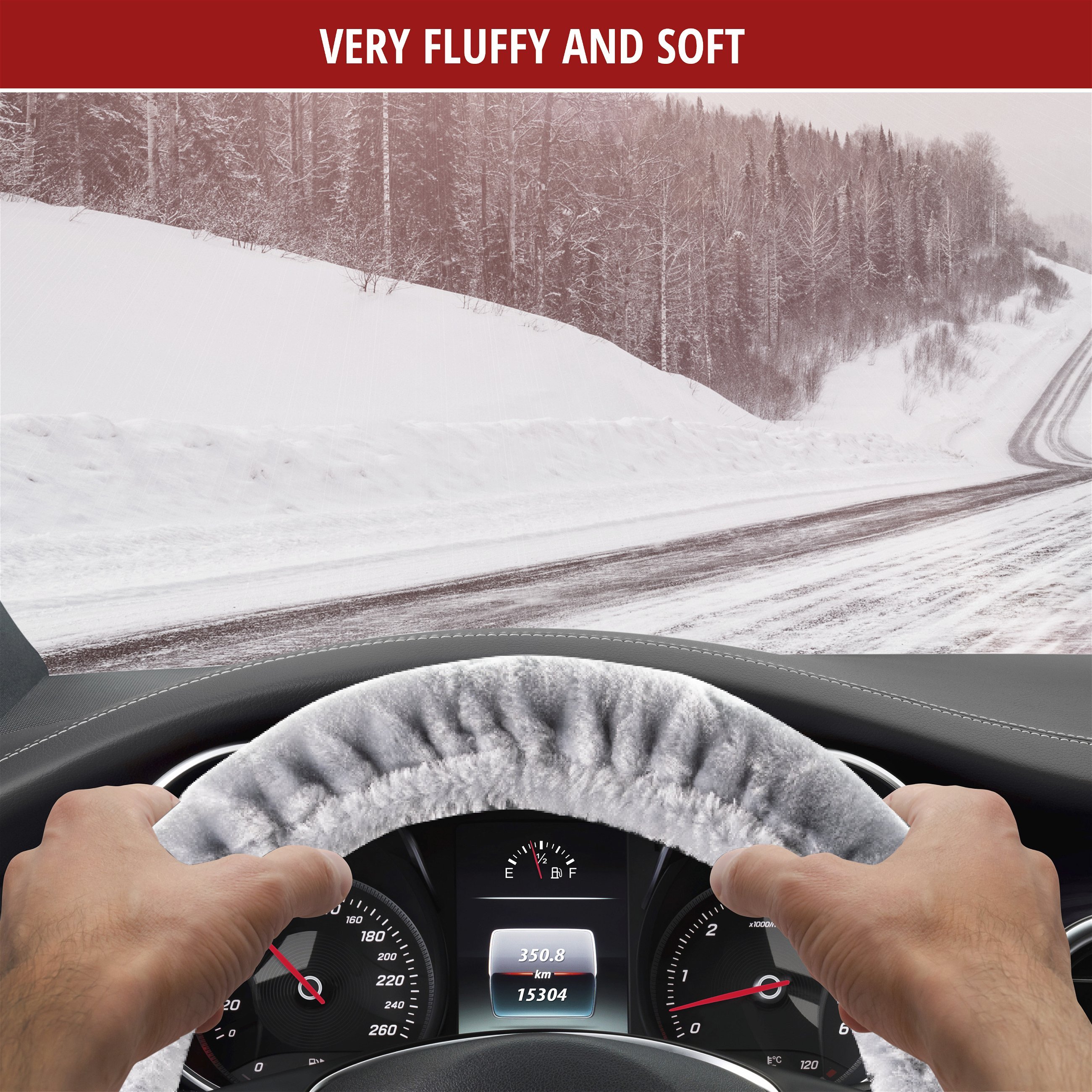 Steering wheel cover Teddy Plush faux fur vegan silver
