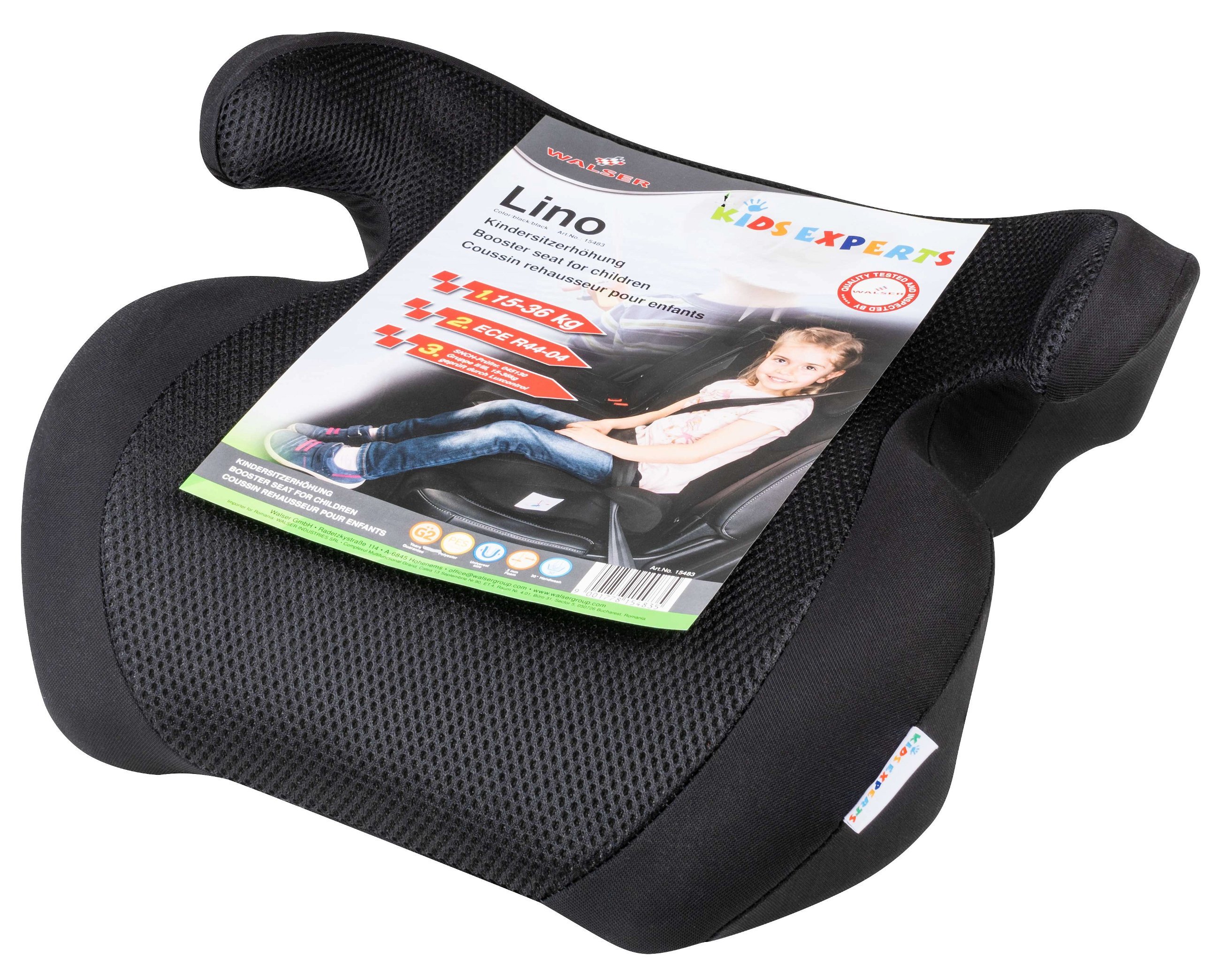 Auto-Sitzerhöhung Kinder universell schwarz 15-36kg NEU Sitz-Erhöhung ECE  R44.04