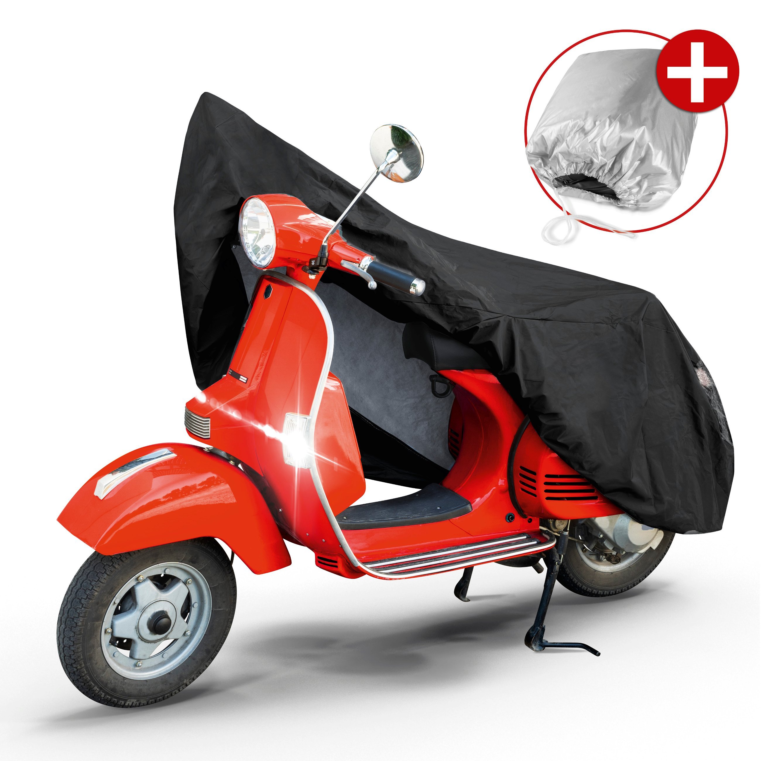 Motorrad Abdeckplane S, Vespa-Abdeckplane aus robustem PVC, Motorrad-Garage wasserdicht - 185x90x110 cm schwarz