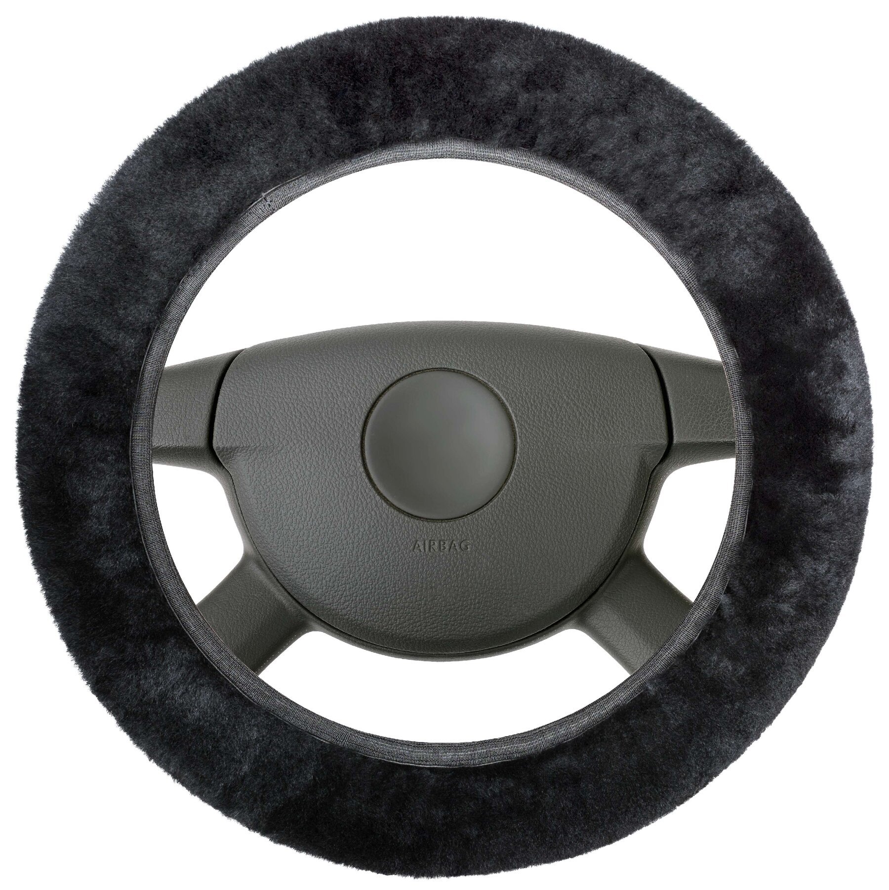 lambskin steering wheel cover - steering wheel cover in black