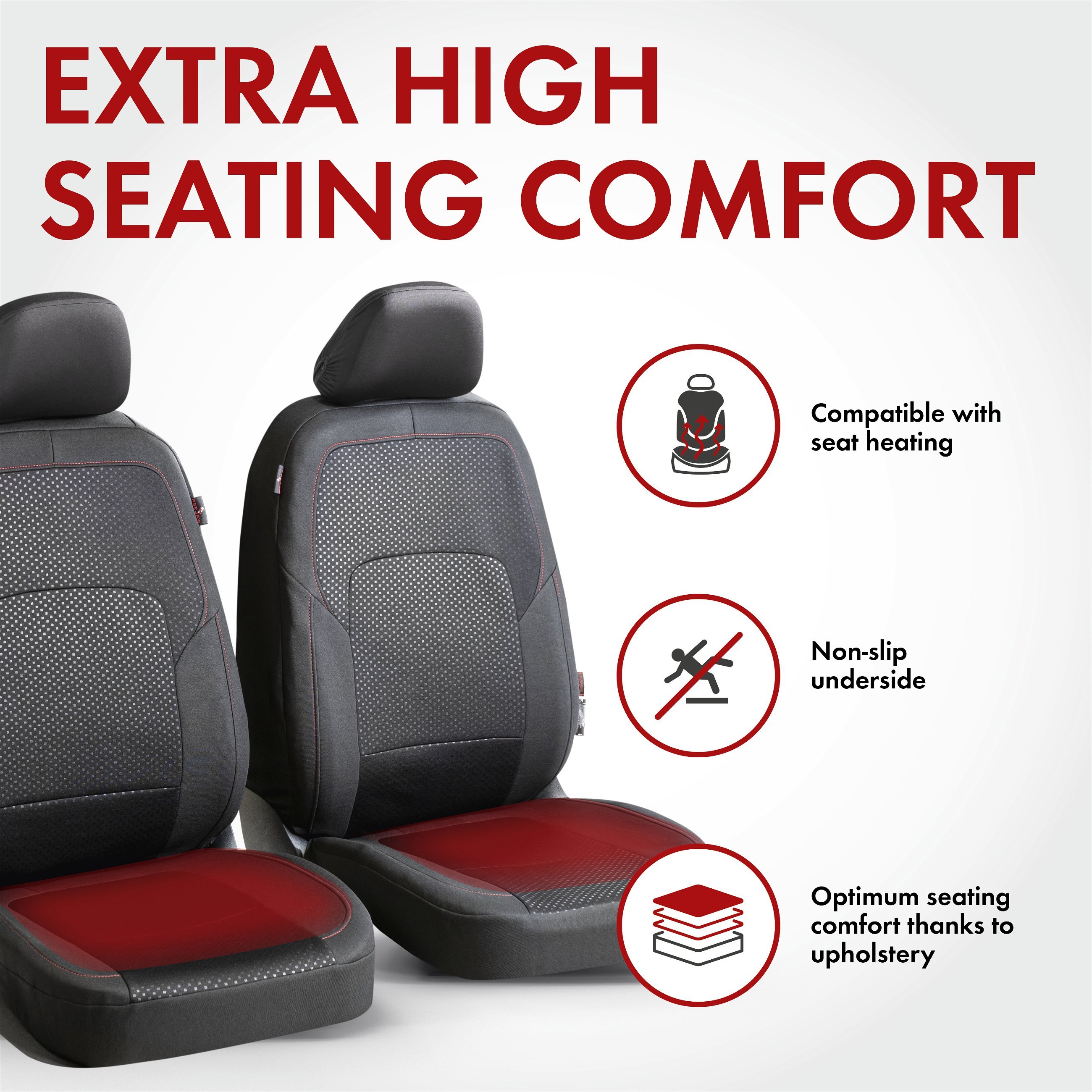 ZIPP IT Premium Car seat covers Logan complete set with zip-system black/red