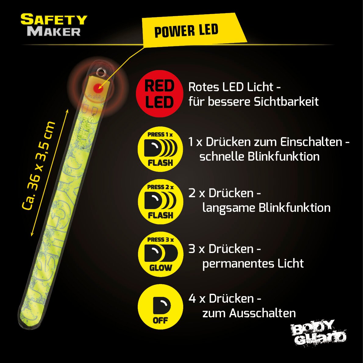 LED Klackband, leuchtendes Slap Wrap gelb