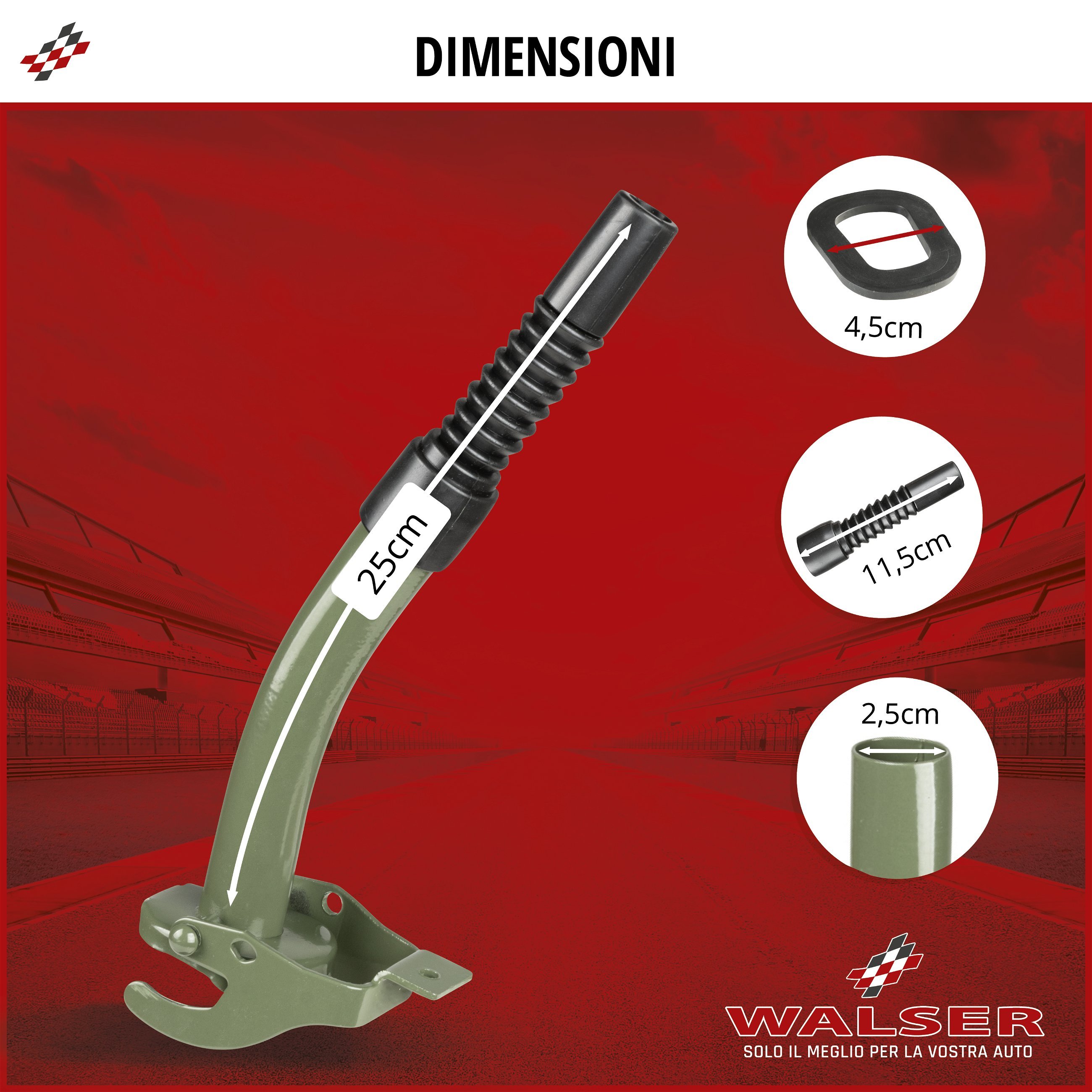 Beccuccio per tanica di benzina, beccuccio per tanica verde oliva 25 cm