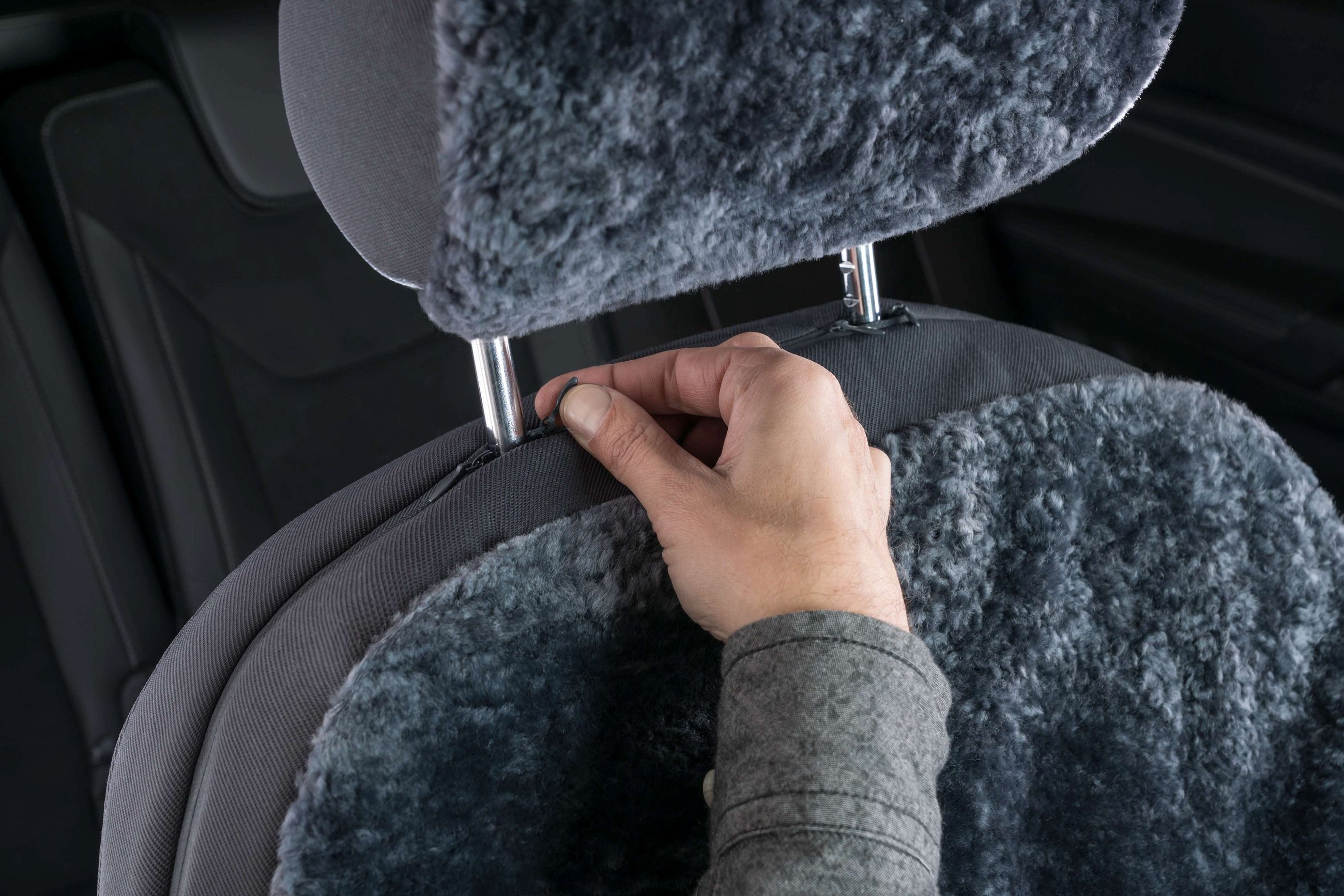 Coprisedili auto Iva in pelle di agnello antracite con sistema informatico ZIPP
