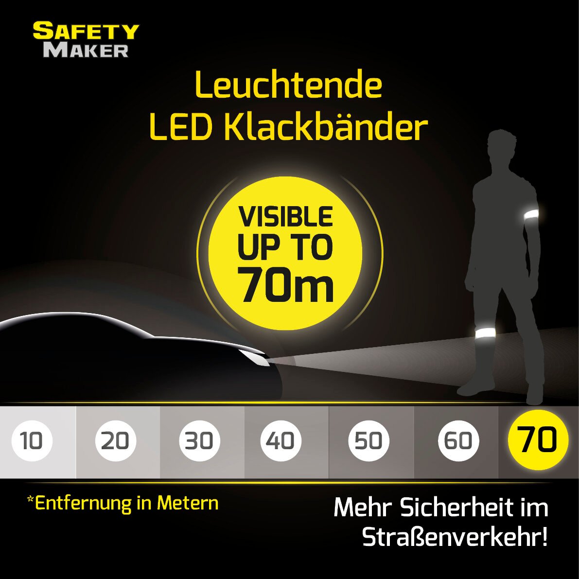 LED Klackband, leuchtendes Slap Wrap gelb