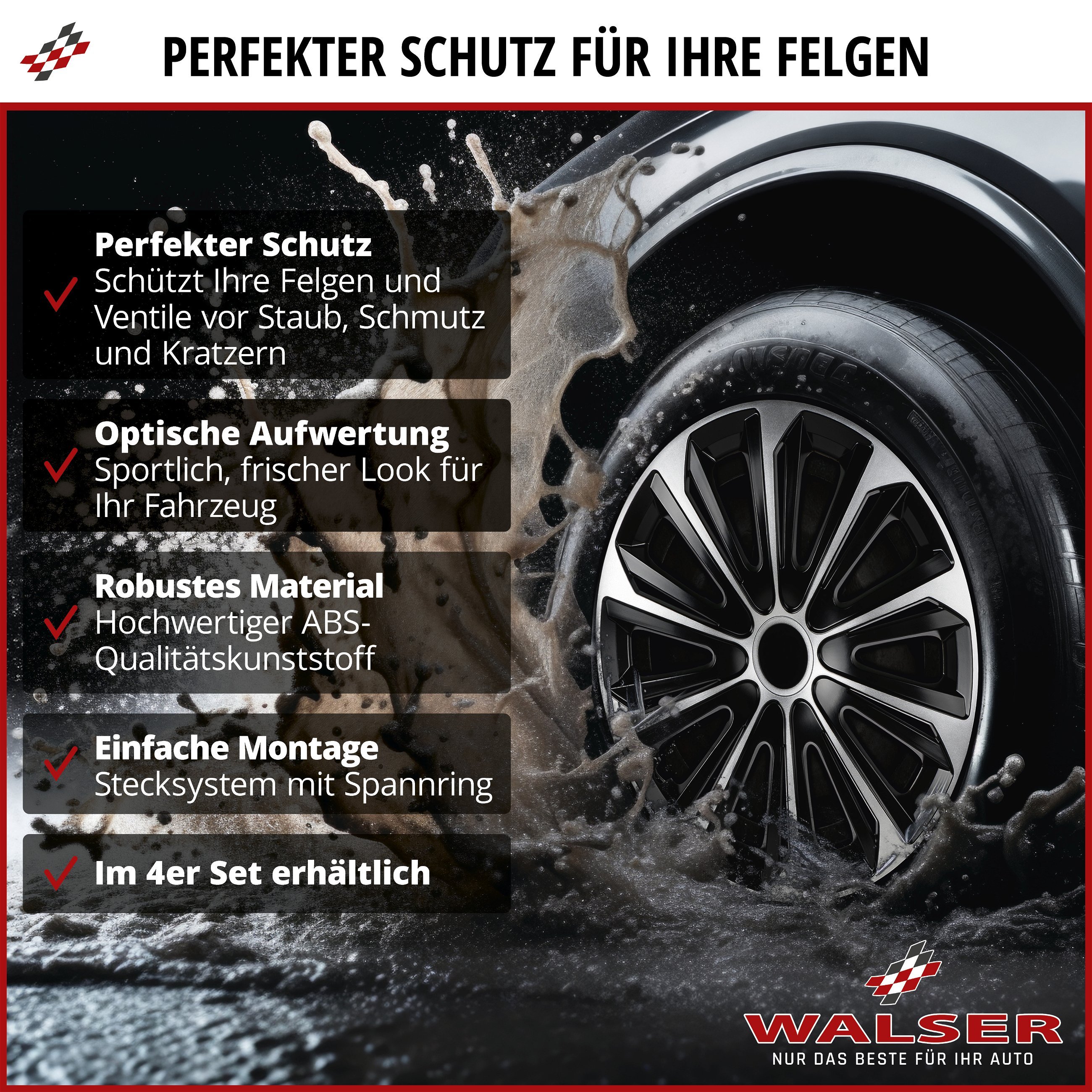 Radzierblenden Turbine 14 Zoll, 4er Satz Radkappen, Radblenden graphite