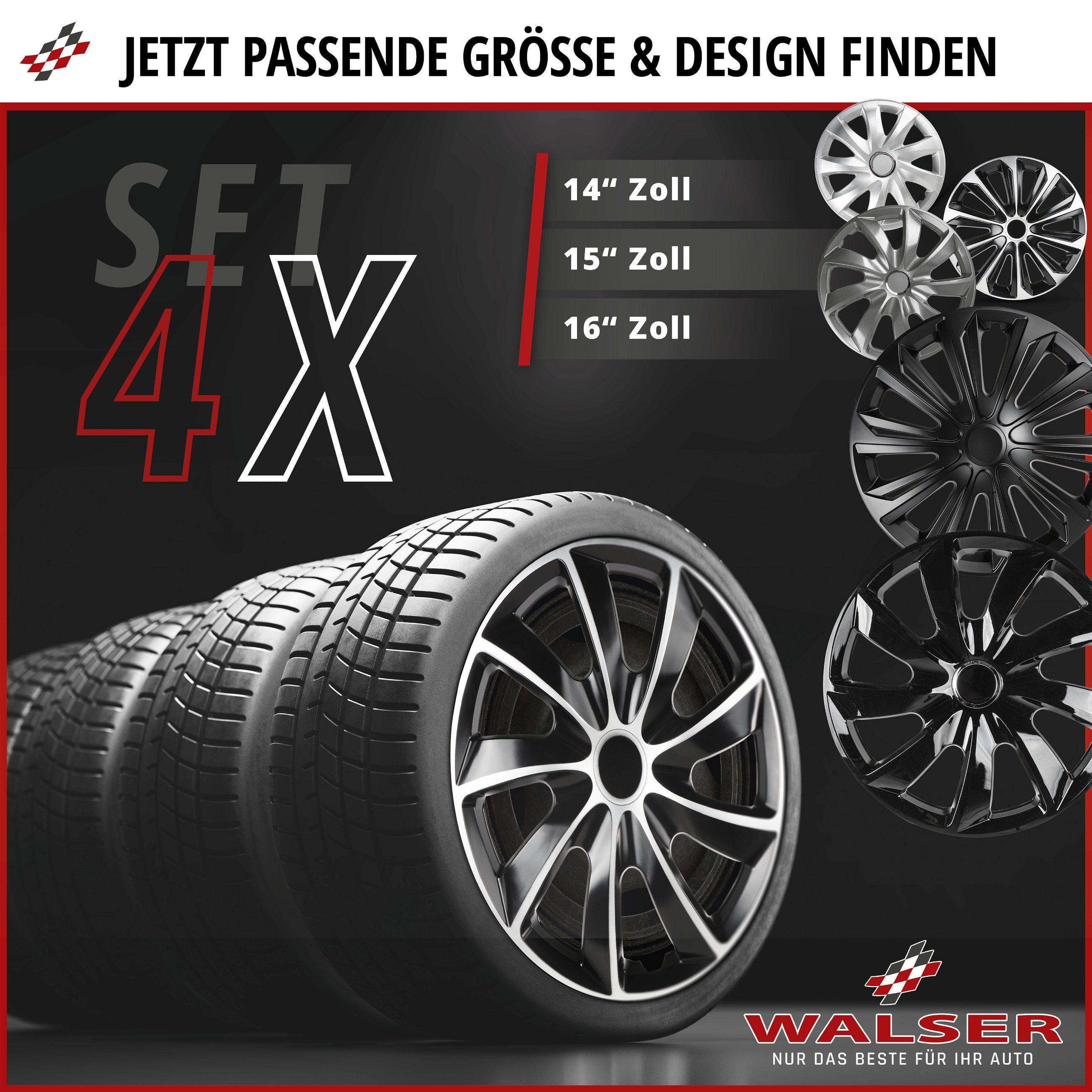Radzierblenden Turbine 14 Zoll, 4er Satz Radkappen, Radblenden graphite