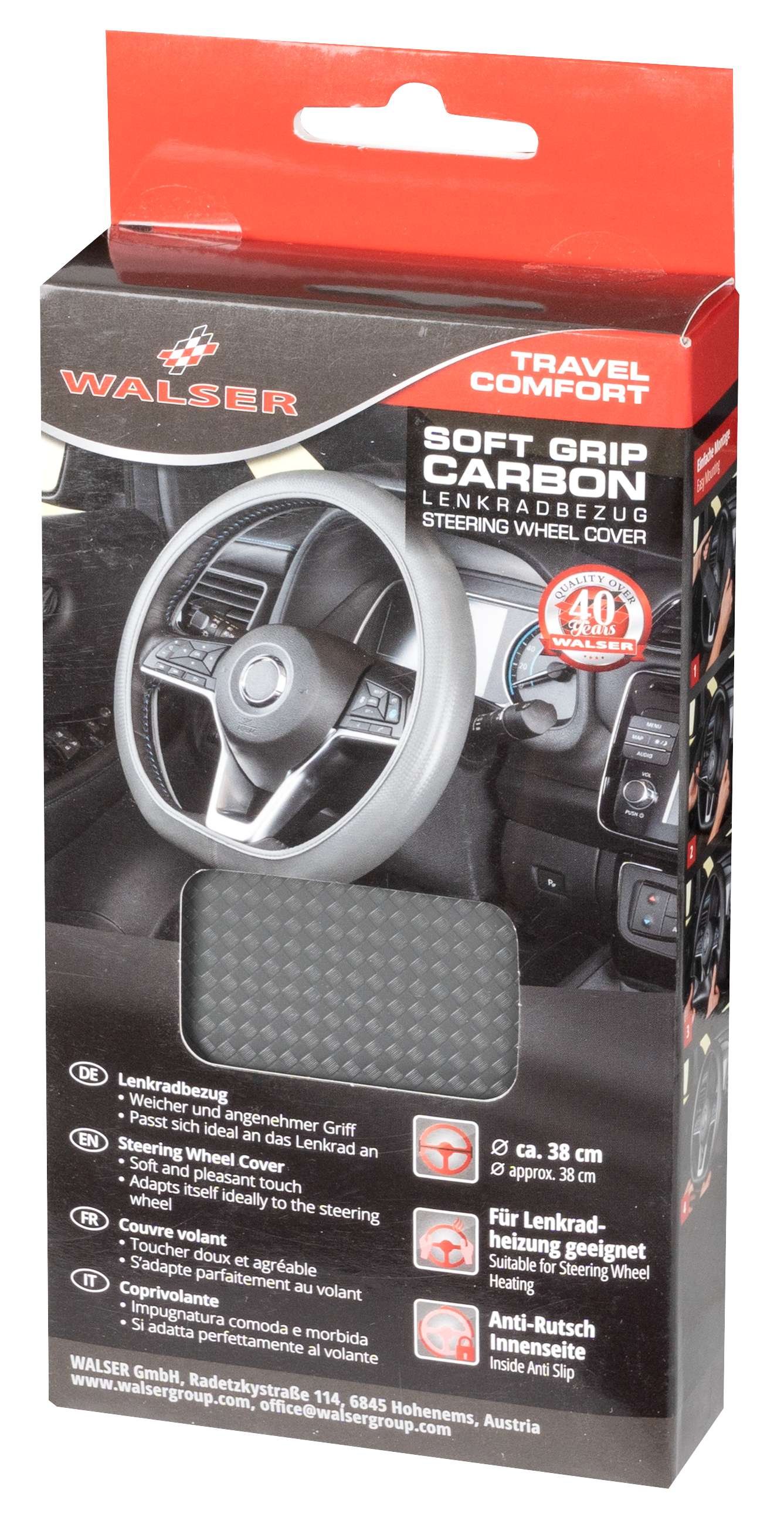 Housse de volant Soft Grip Carbon - 38 cm gris