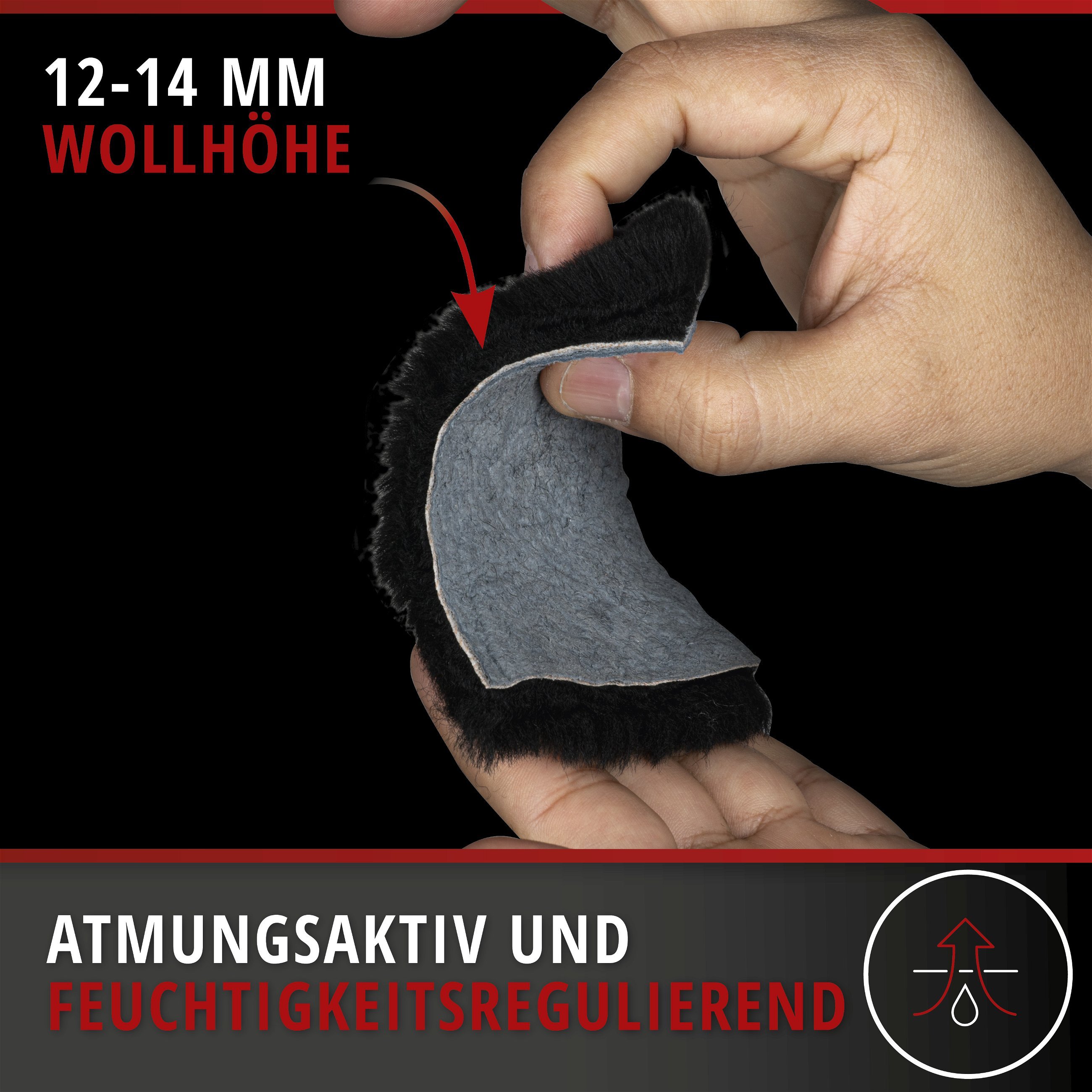 Autositzbezug Iva aus Lammfell, PKW-Schonbezug Einzelsitz, ZIPP-IT Lammfellbezug mit Reißverschluss schwarz