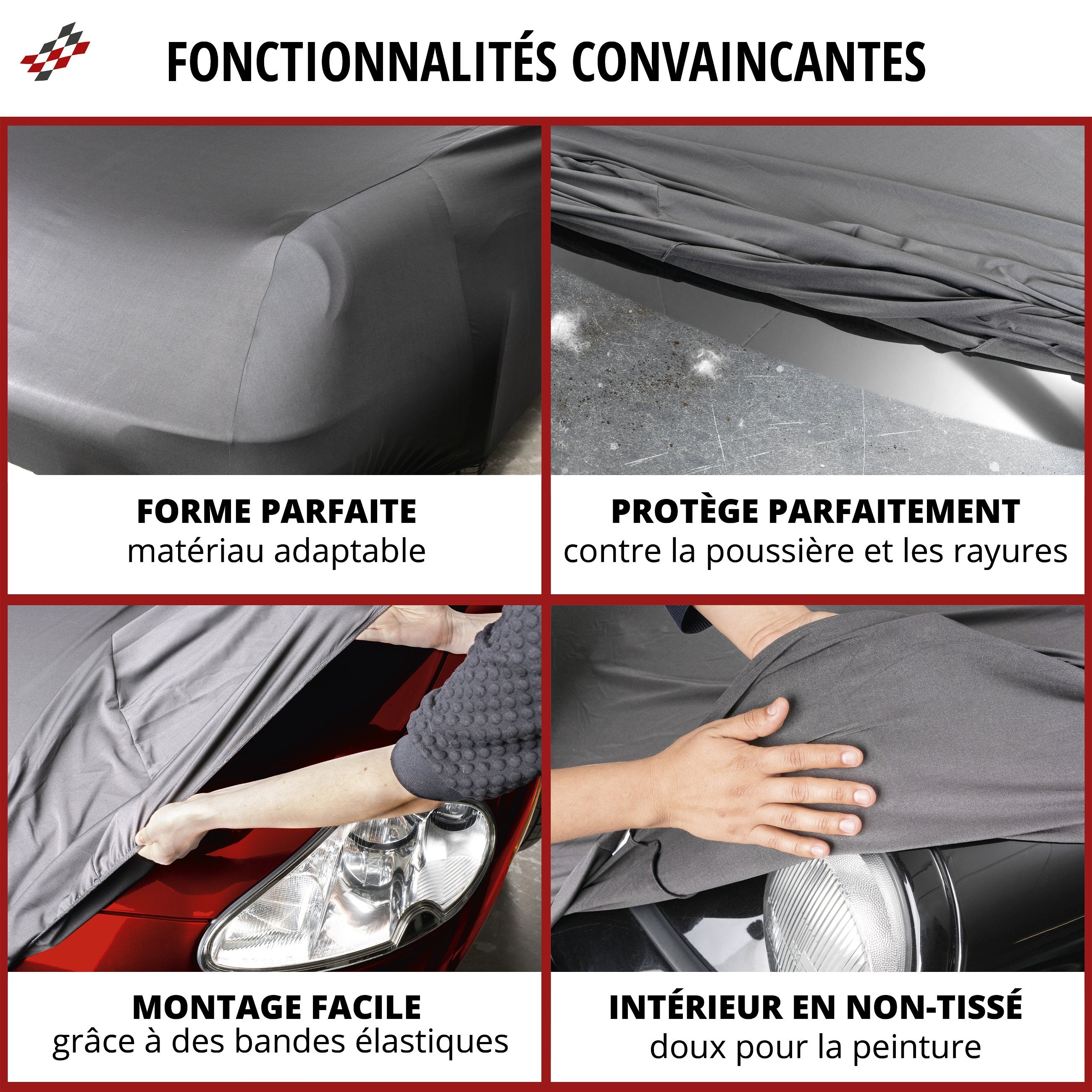 Bâche pour voiture Indoor Stretch Plus taille M anthracite