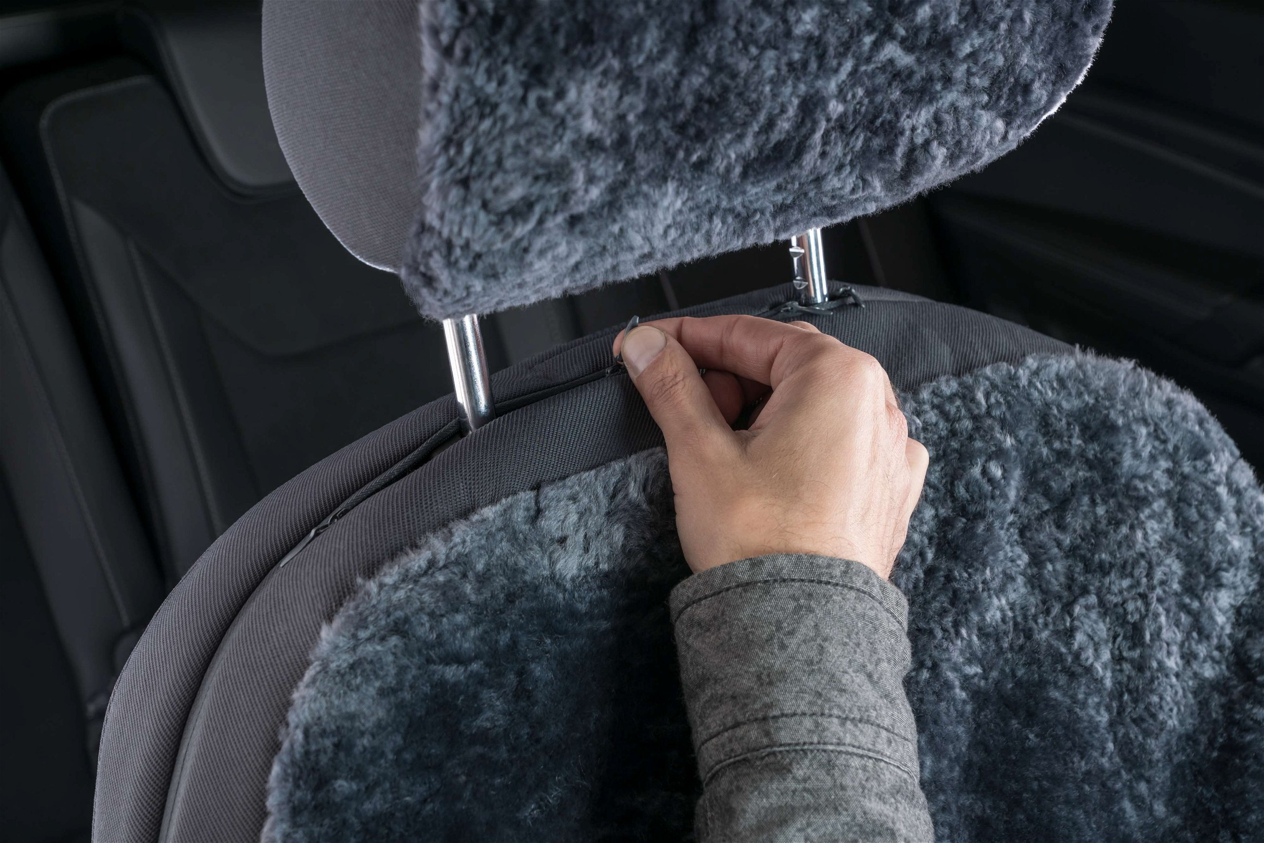 Coprisedili auto Iva in pelle di agnello antracite con sistema informatico ZIPP