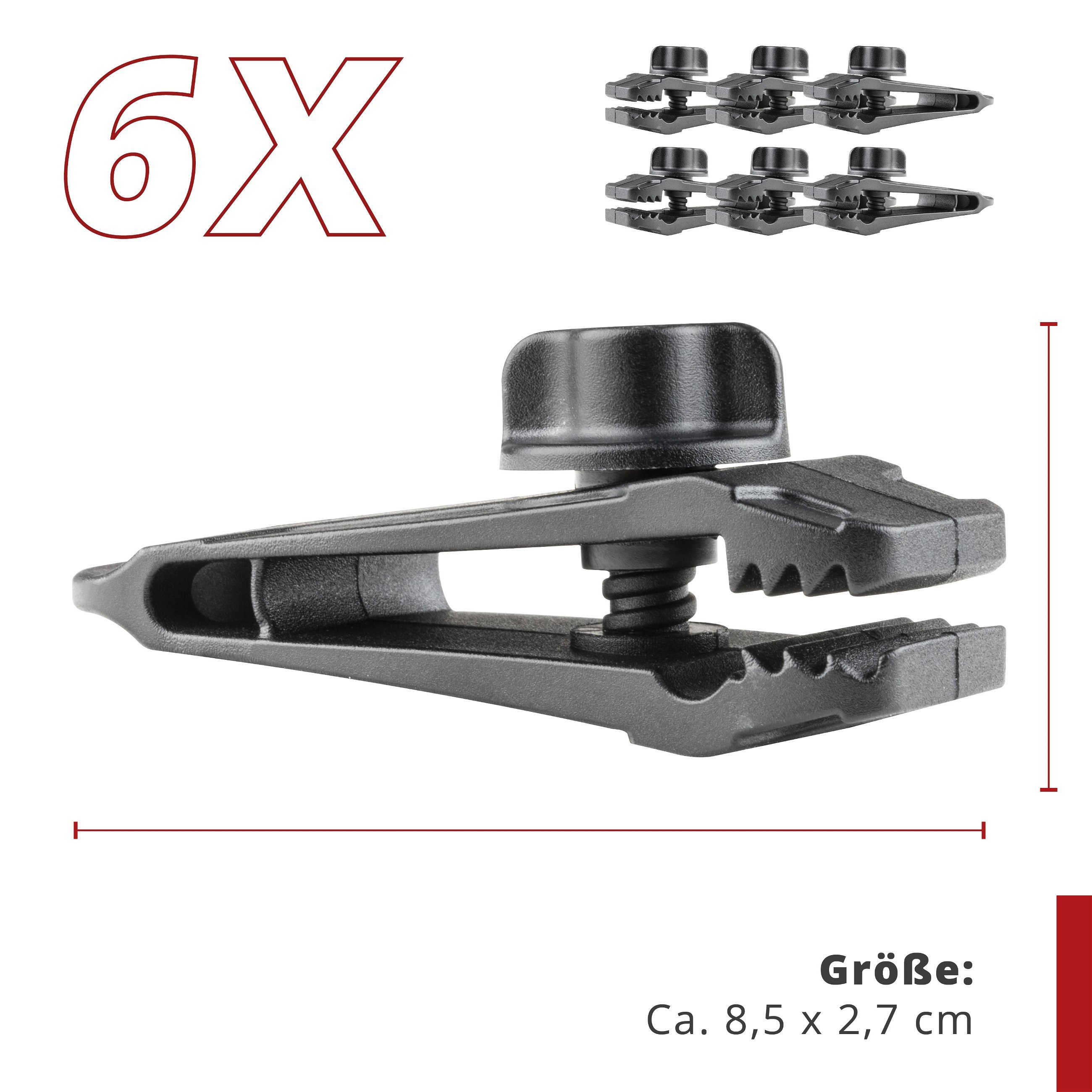 Schraubhalterung Fix It, Befestigungsklammern für Planen und Zelte, Schraubklammern 6 Stück