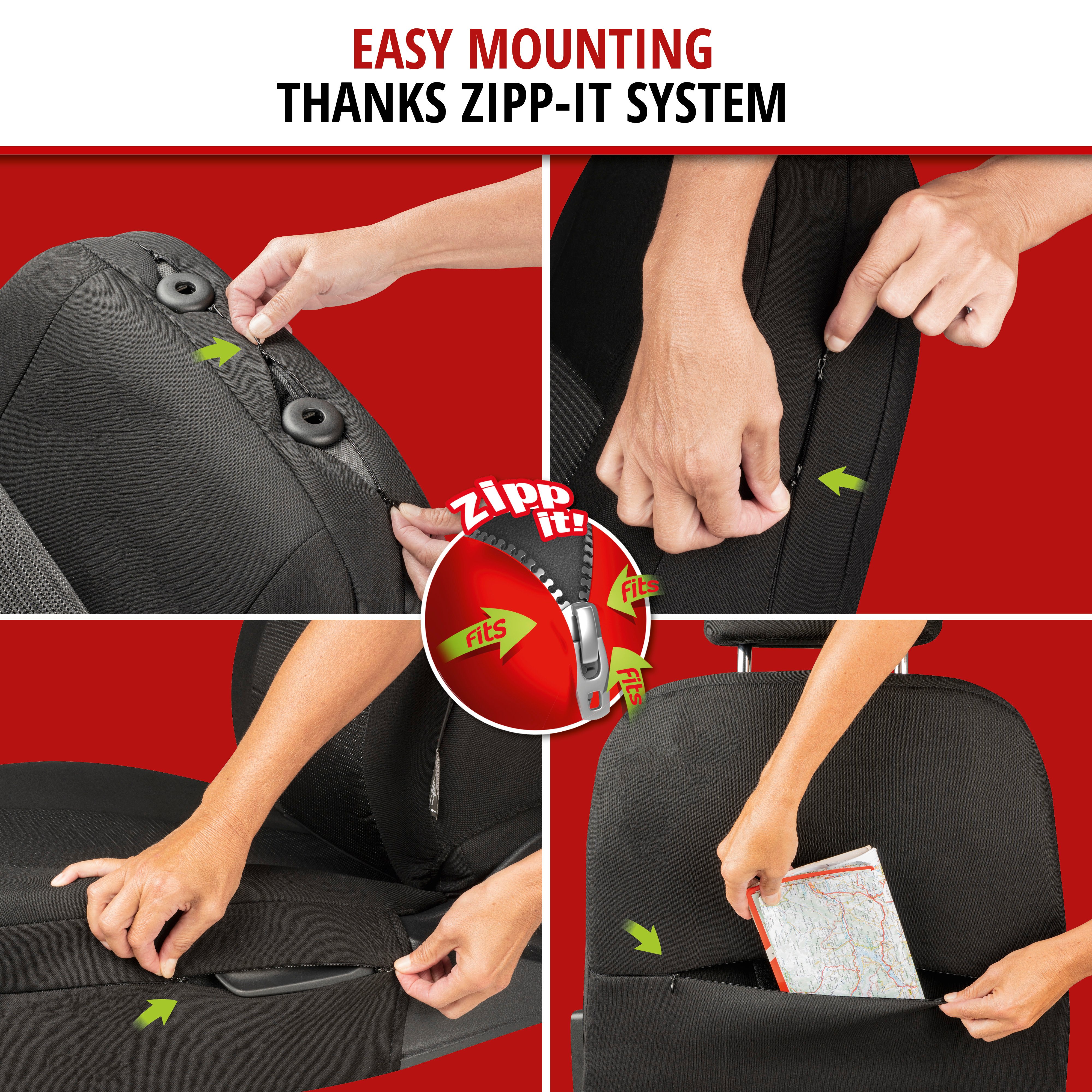 ZIPP IT Premium Esprit car seat covers complete set with zip system, normal seats
