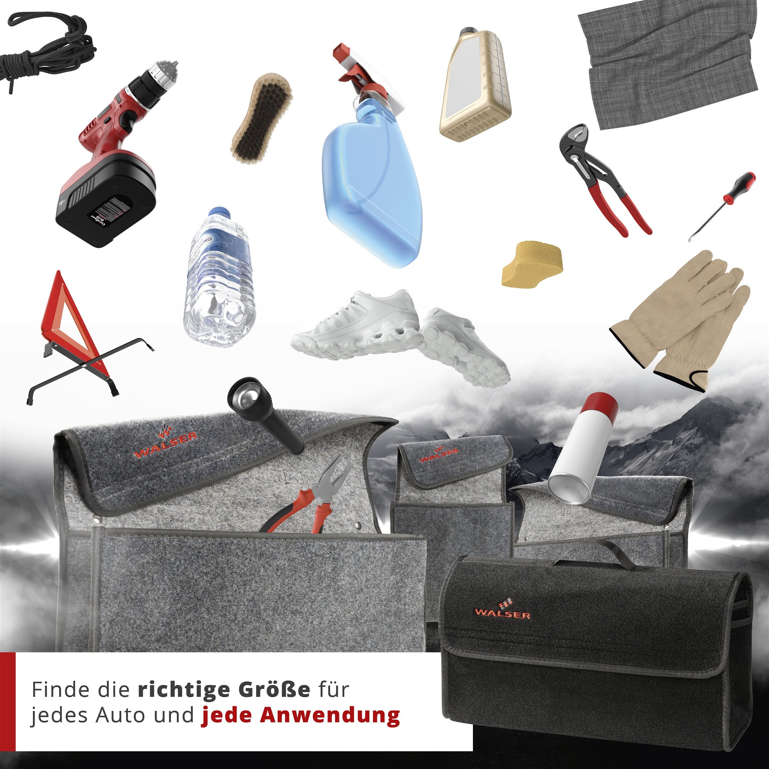 Kofferraumtasche Toolbag Größe S, Auto-Aufbewahrungstasche schwarz 28x14x28 cm