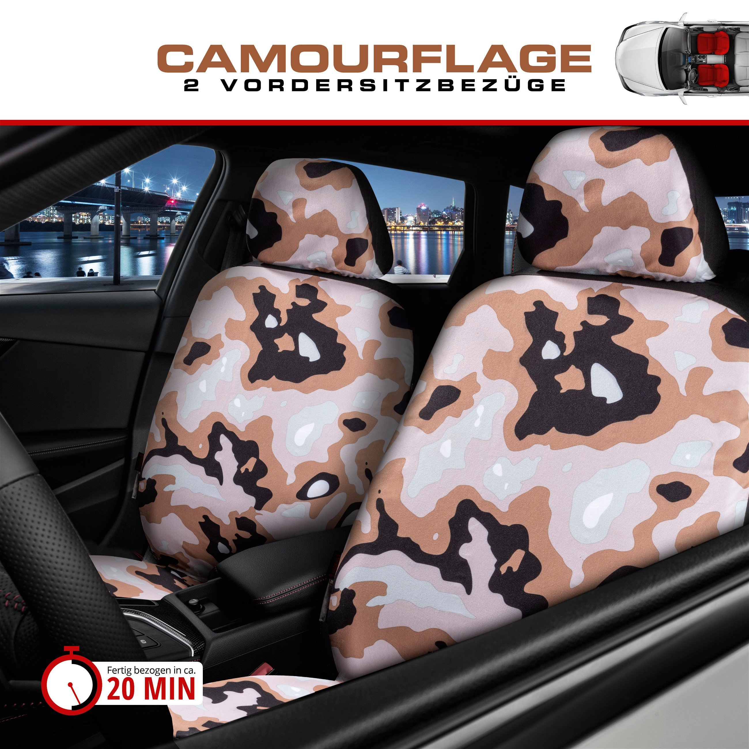 Autositzbezug Camouflage, PKW-Schonbezug Einzelsitz Camouflage-Design