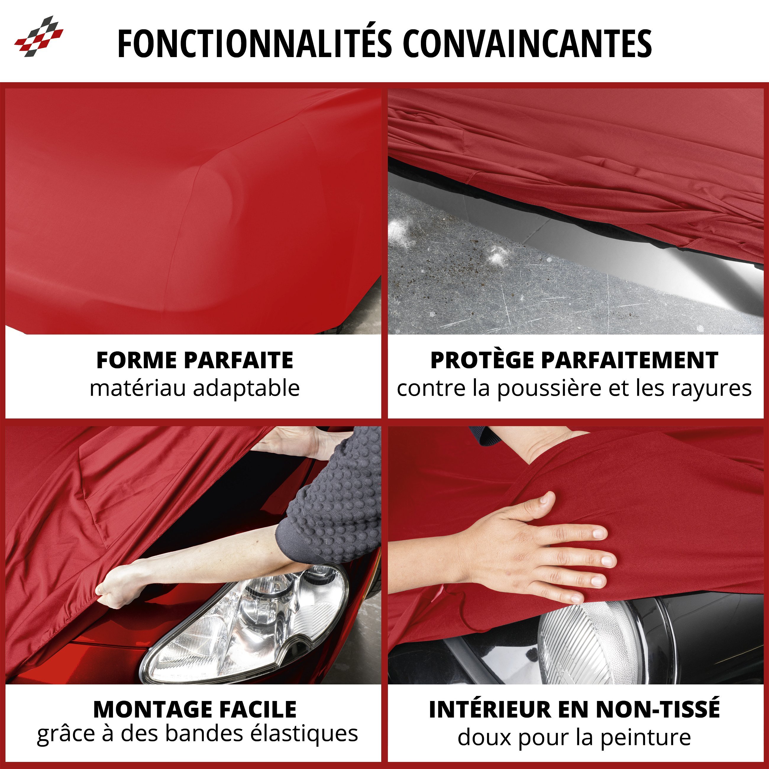 Bâche pour voiture Indoor Stretch Plus SUV taille M rouge
